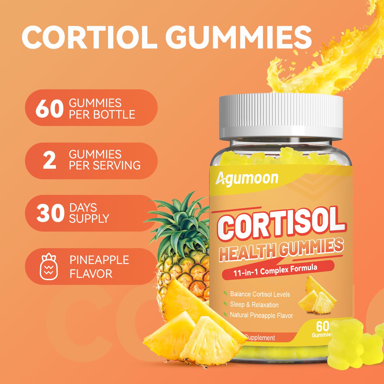 Agumoon Cortisol Gummies for Women, Cortisol Supplements with Ashwagandha, Magnesium, L-theanine, for Relaxation and Mood Support - 120 Gummies Agumoon buy supplements canada