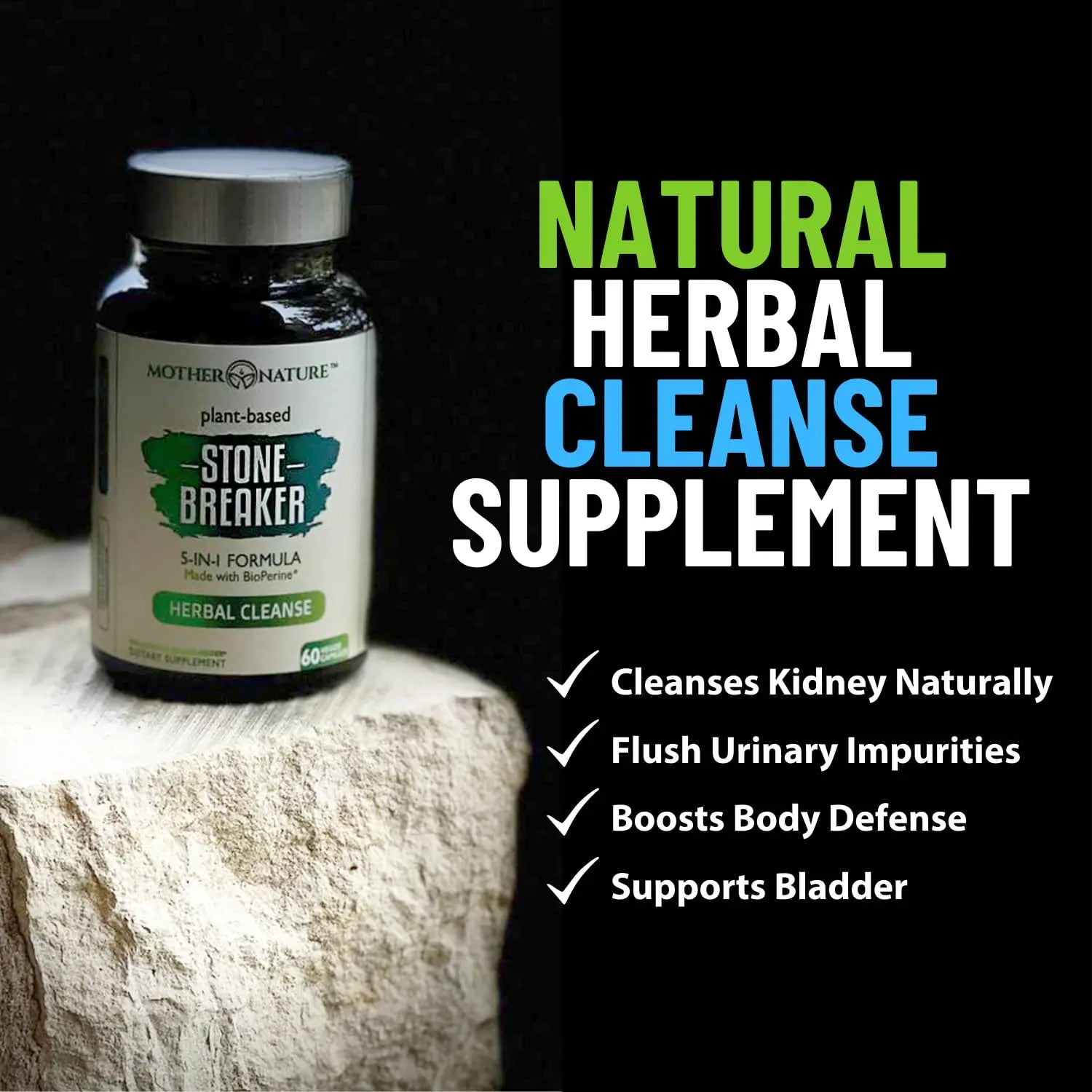 Stone Breaker Chanca Piedra Capsules, Dissolve Kidney & Gallbladder, Detoxify Urinary Tract, Flush Impurities, Kidney Support with Celery Seed Extract - 60 Veg Capsules Mother Nature Organics Superfoods for Organic Living buy supplements canada