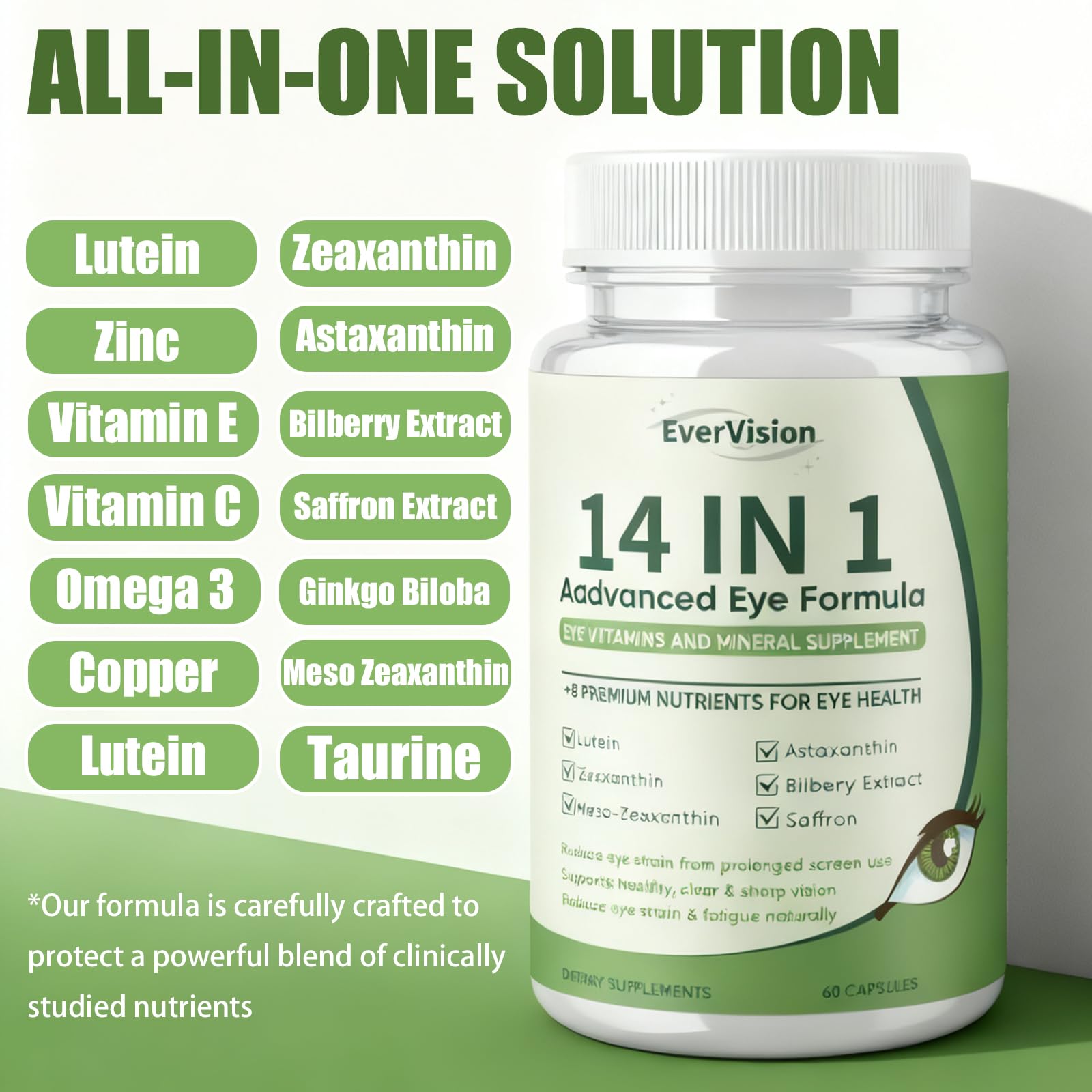 EVERVISION 14 in 1 Advanced Eye Formula, Eye Vitamin and Mineral Supplement with Zinc, Lutein, Zeaxanthin & Bilberry Extract, 60ct EVERVISION buy supplements canada