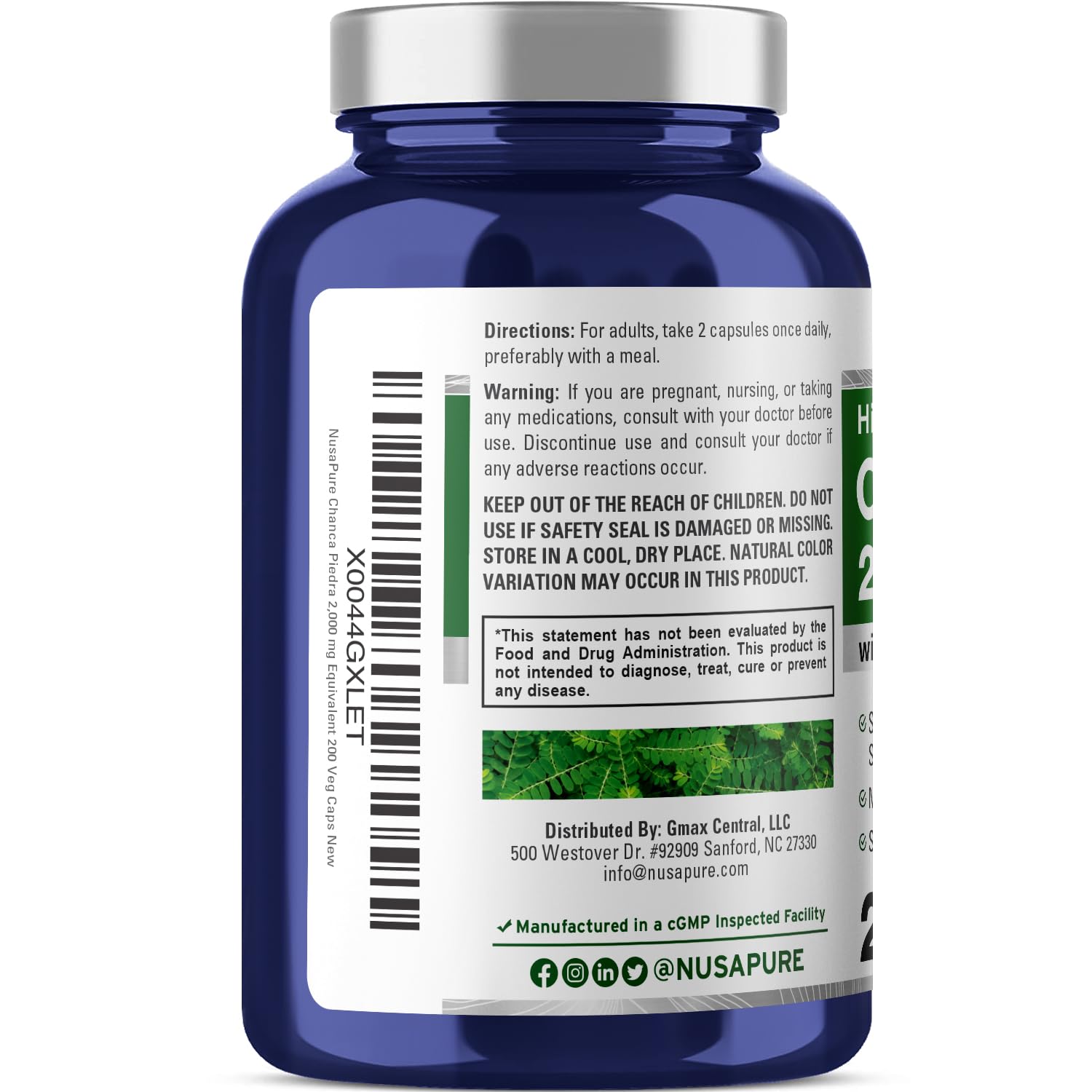 NusaPure Chanca Piedra 2000mg | 200 Veggie Caps | Herbal Extract Supplement | Extract 10:1, Non-GMO, Bioperine & Vegan | 100 Servings per Bottle NusaPure buy supplements canada