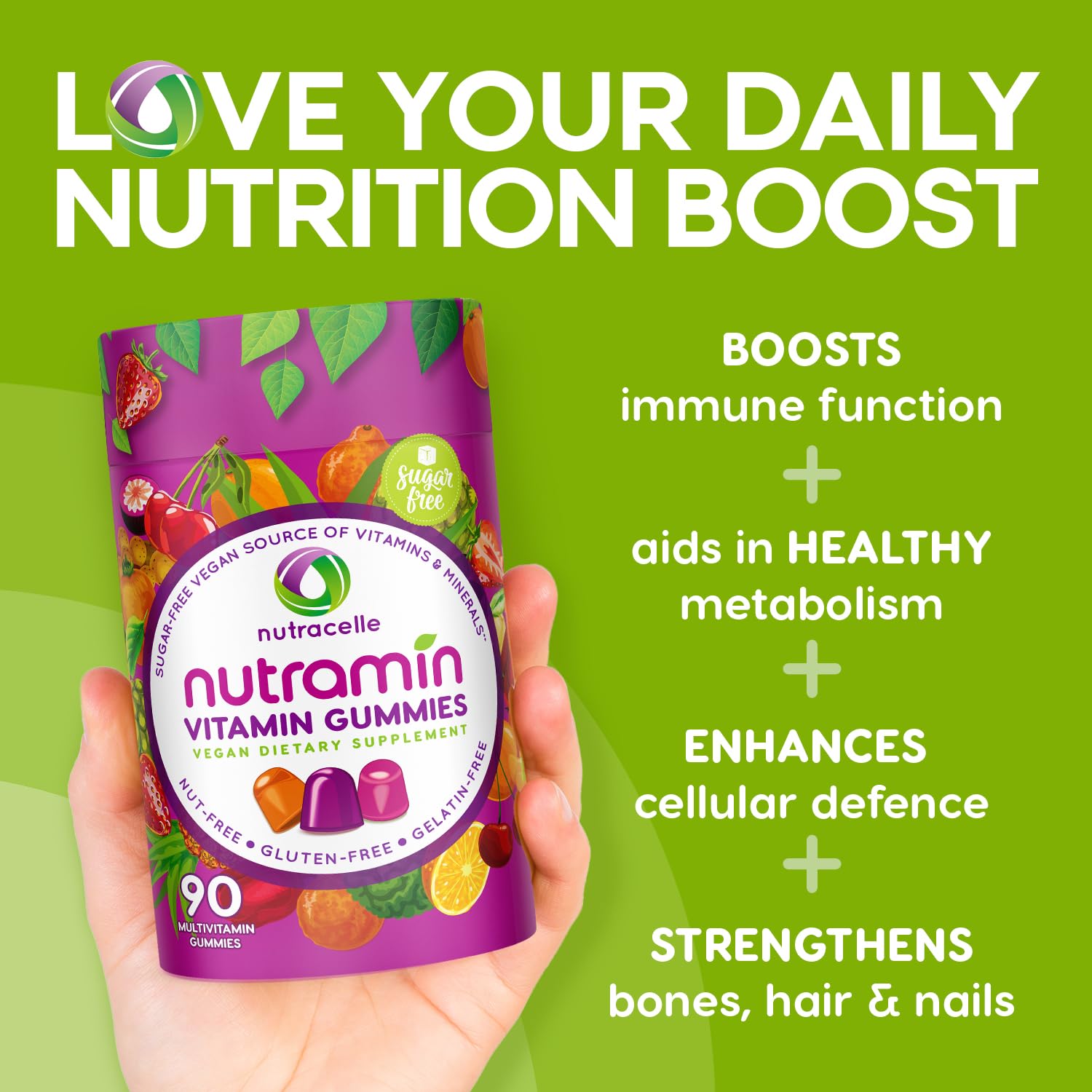 NUTRAMIN Daily Vegan Keto Multivitamin Gummies Vitamin C, D2, and Zinc for Immunity Nutracelle buy supplements canada