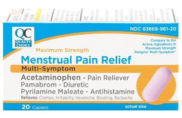 Quality Choice Maximum Strength Mentrual Pain Relief, Multi Symptom Pain Relief Caplets, Cramps, Headache, Bloating, Backache & Irritability, 20 Count Package Quality Choice buy supplements canada