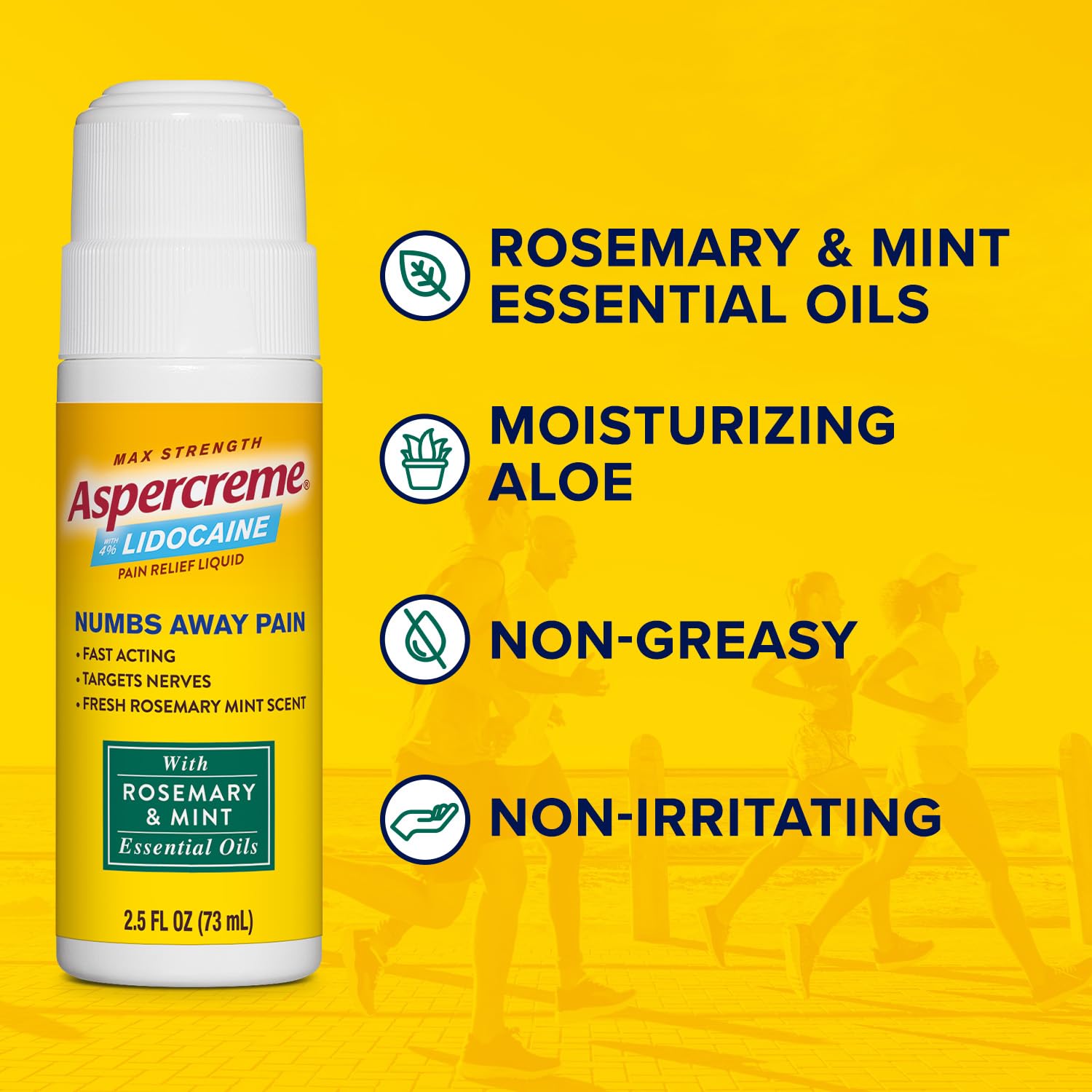 Aspercreme Essential Oils Lidocaine Pain Relief with No-Mess Roll-On Applicator, Max-Strength Lidocaine Numbs Away Nerve Pain, Moisturizing Aloe Hydrates Skin, Rosemary & Mint, 2.5 Oz. Aspercreme buy supplements canada