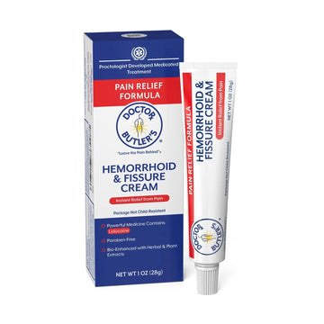 Doctor Butler's Hemorrhoid & Fissure Cream – Instant Pain Relief Hemorrhoid Treatment with Lidocaine, Fast Acting Hemorrhoid Cream for Relief from External Itching and Burning (1 oz.) Doctor Butler's buy supplements canada