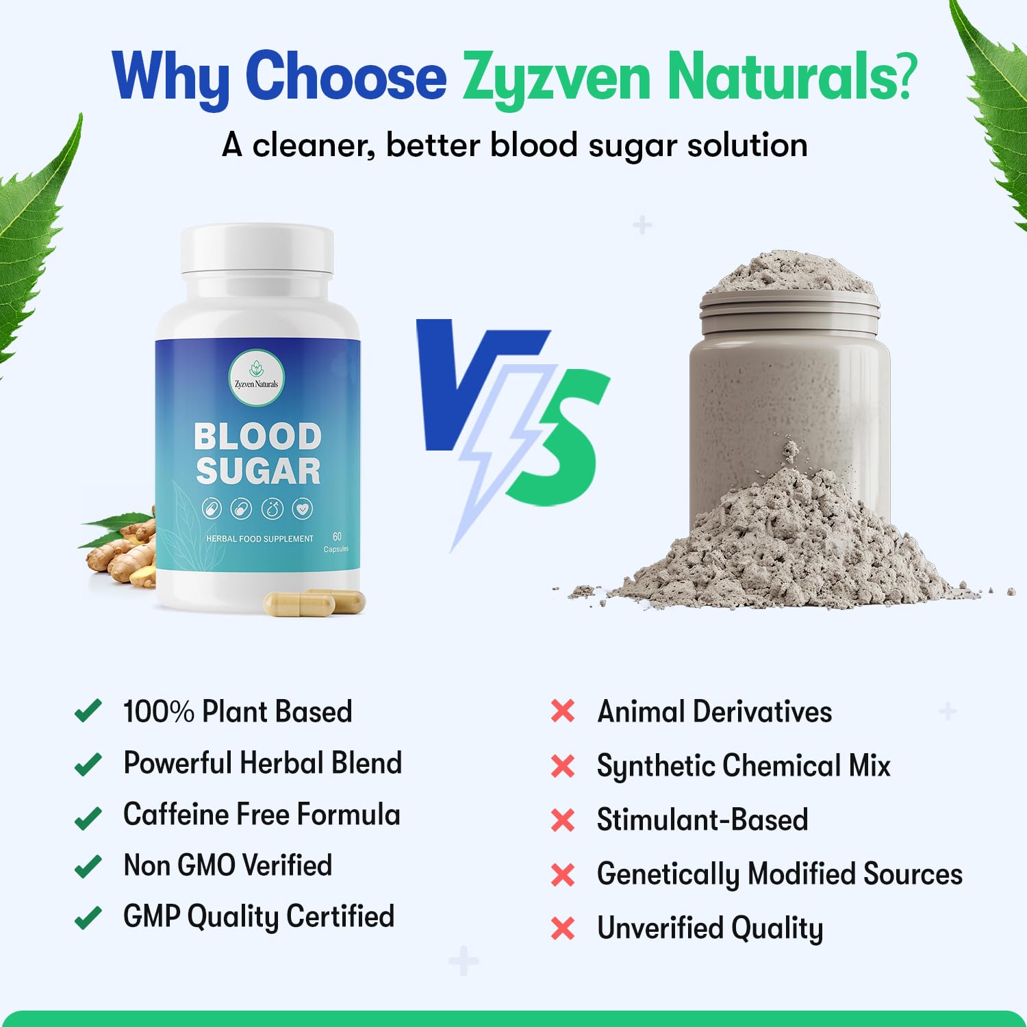 Zyzven Naturals Blood Sugar Support Supplement – 60 Vegan Capsules | Herbal Supplement with Moringa, Cinnamon, Ginger, Neem & Fenugreek | Plant-Based Wellness Supplement - Serving: 2 Capsules/Day Zyzven Naturals buy supplements canada