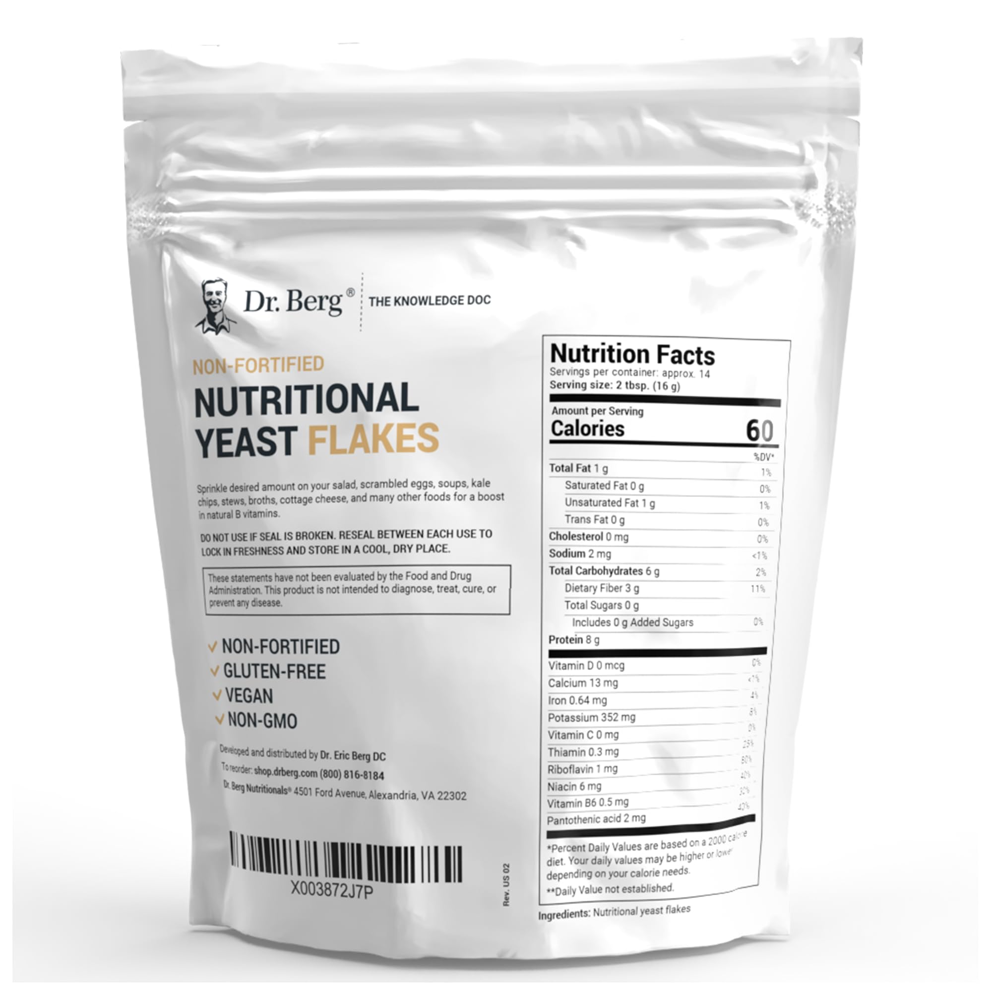 Dr. Berg Premium Nutritional Yeast Flakes - Delicious Non-Fortified Nutritional Yeast Dr. Berg Nutritionals buy supplements canada