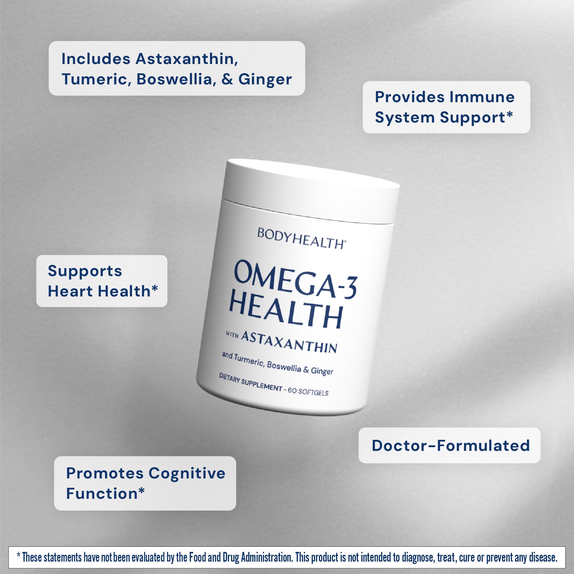 BodyHealth Omega 3 Health, Fish Oil Supplement for Women and Men, Heart and Brain Health, Fish Oil Pills, Fatty Acid Supplements, Omega 3 Vitamins - 60 Soft Gels BodyHealth buy supplements canada