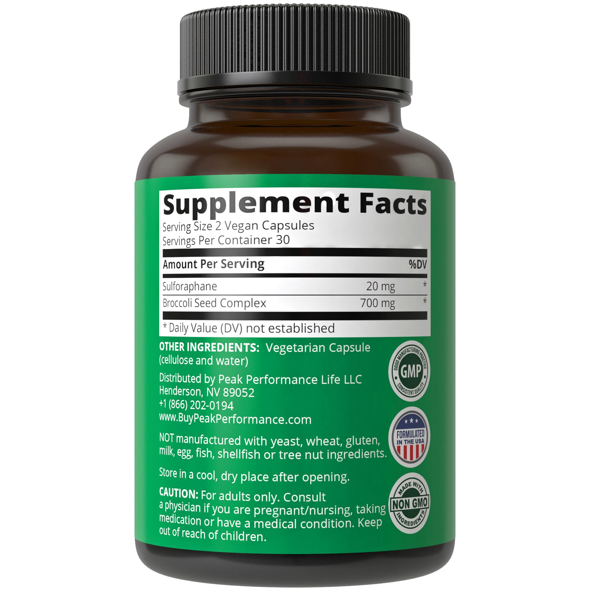 Sulforaphane Supplement 20mg + Broccoli Seed Extract Vegan Capsules. Activated Peak Performance buy supplements canada