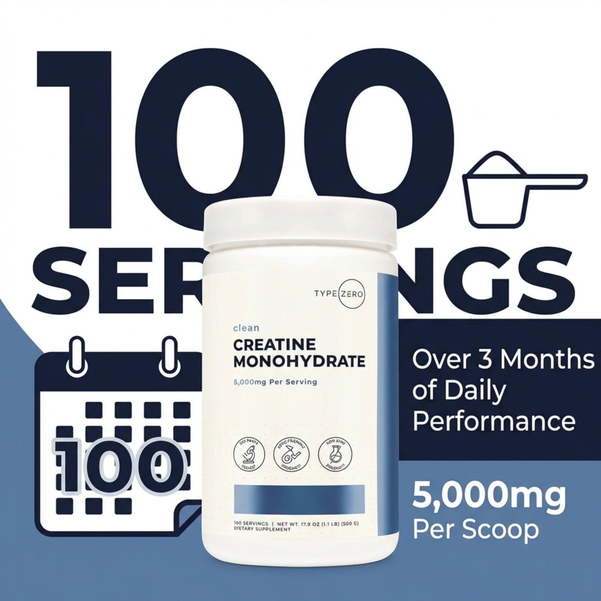 Type Zero Creatine Monohydrate Powder (Unflavored | 500g), 5000 mg Per Serving, Micronized, Zero Sugar, Keto Friendly & Gluten Free, 100 Servings Type Zero buy supplements canada