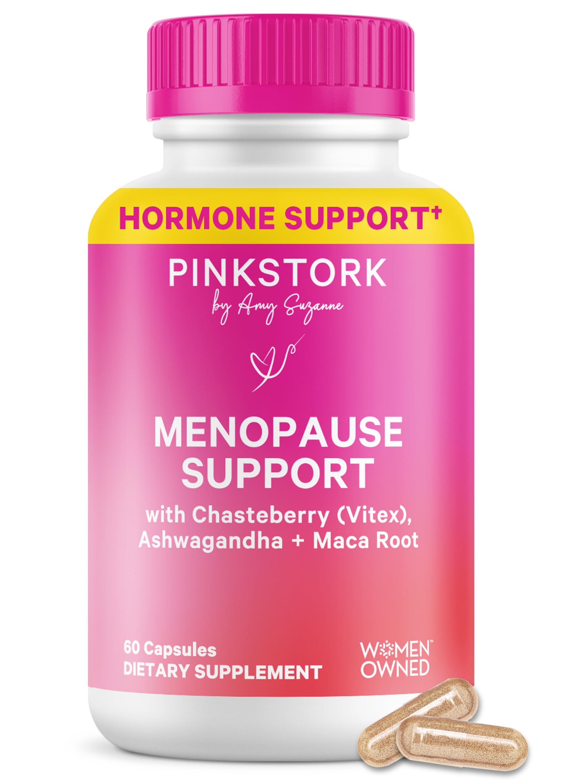 Pink Stork Menopause Support for Women - Hot Flash, Mood, Sleep, Weight, Cortisol & Hormonal Balance - Vegan, Estrogen-Free Perimenopause Relief - Ashwagandha, Maca - 60 Capsules Pink Stork buy supplements canada