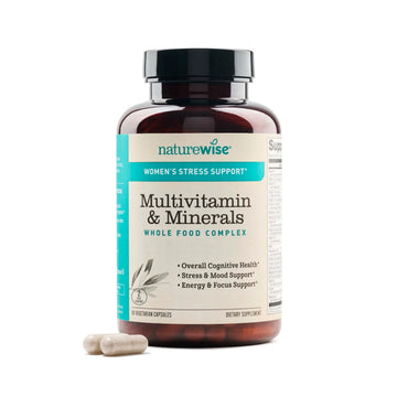 NatureWise Multivitamin for Women + Stress Support with Organic Whole Foods & Natural Minerals - B-Complex + Vitamin C + D3 K2 for Immunity, Hair, Skin & Nails - Non-GMO - 60 Capsules[30-Day Supply] NatureWise buy supplements canada