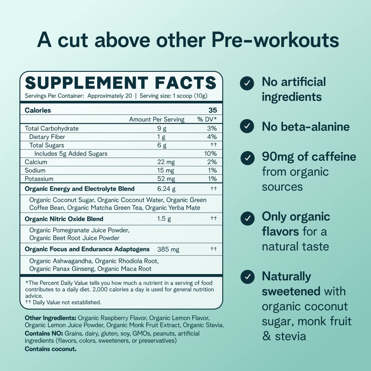 Ora Organic Natural Pre Workout Powder - Raspberry Lemonade Flavor- Provides Jitter Free Energy, Focus, Hydration, & Endurance - Vegan, Certified Organic, Soy, Dairy, & Gluten Free, 20 Servings Ora Organic buy supplements canada