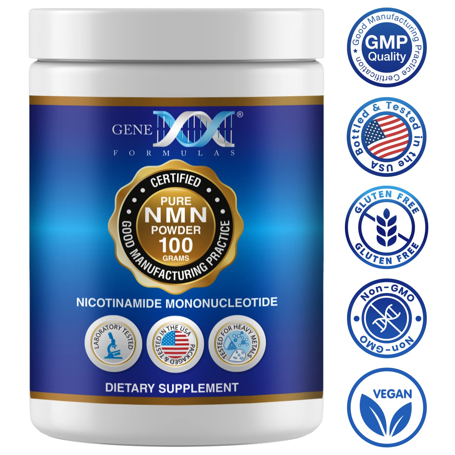 Genex Formulas Pure NMN Powder 100 Grams, Instant Dissolve, Shelf Stable, Non-Synthetic, PVP Free, Ultra-Low Density, 99.9% Pure NMN, Made in a US-Based, GMP, NSF & FSSC 22000 Certified Facility Genex Formulas buy supplements canada