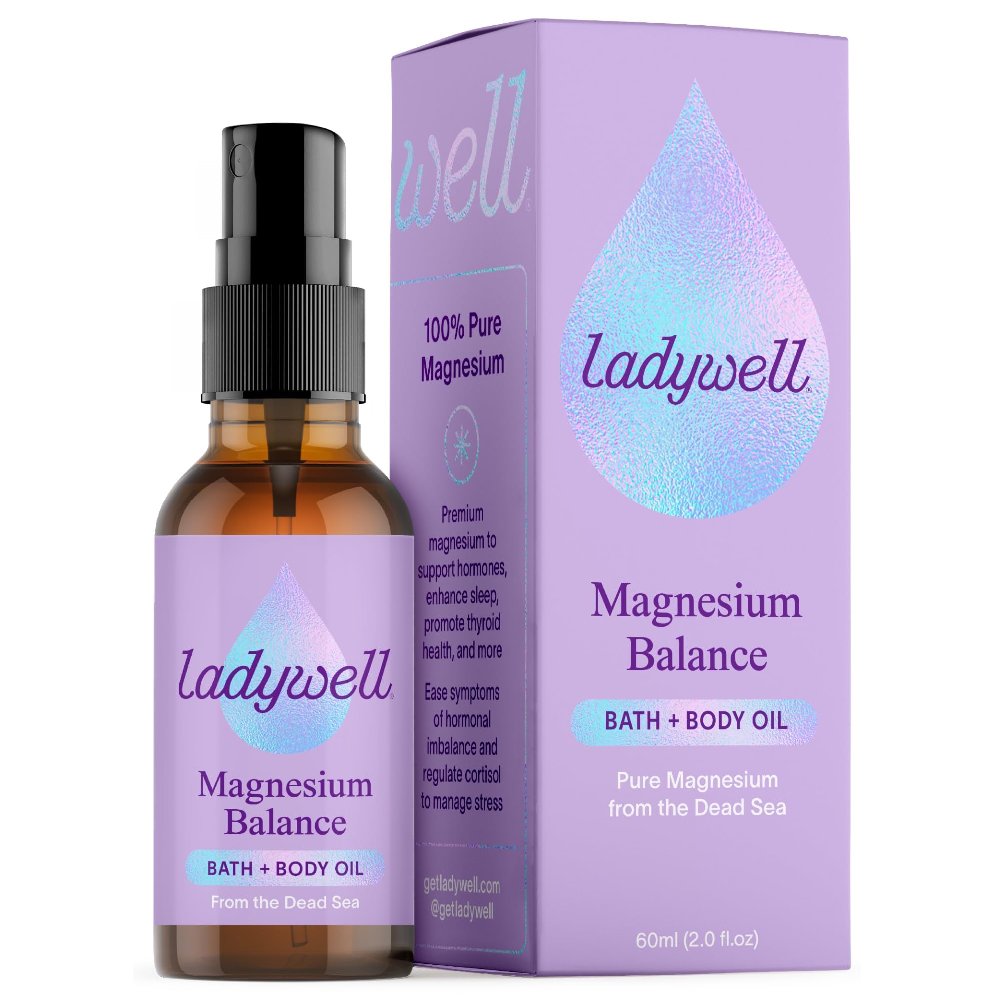 Ladywell Topical Magnesium Oil Spray | Mood, Cycle & Stress Support | PMS, PCOS, Fertility, Menopause, Hormone Balance, Cramps | Pure Magnesium Chloride, Science-Backed | Rapid Skin Absorption Ladywell buy supplements canada