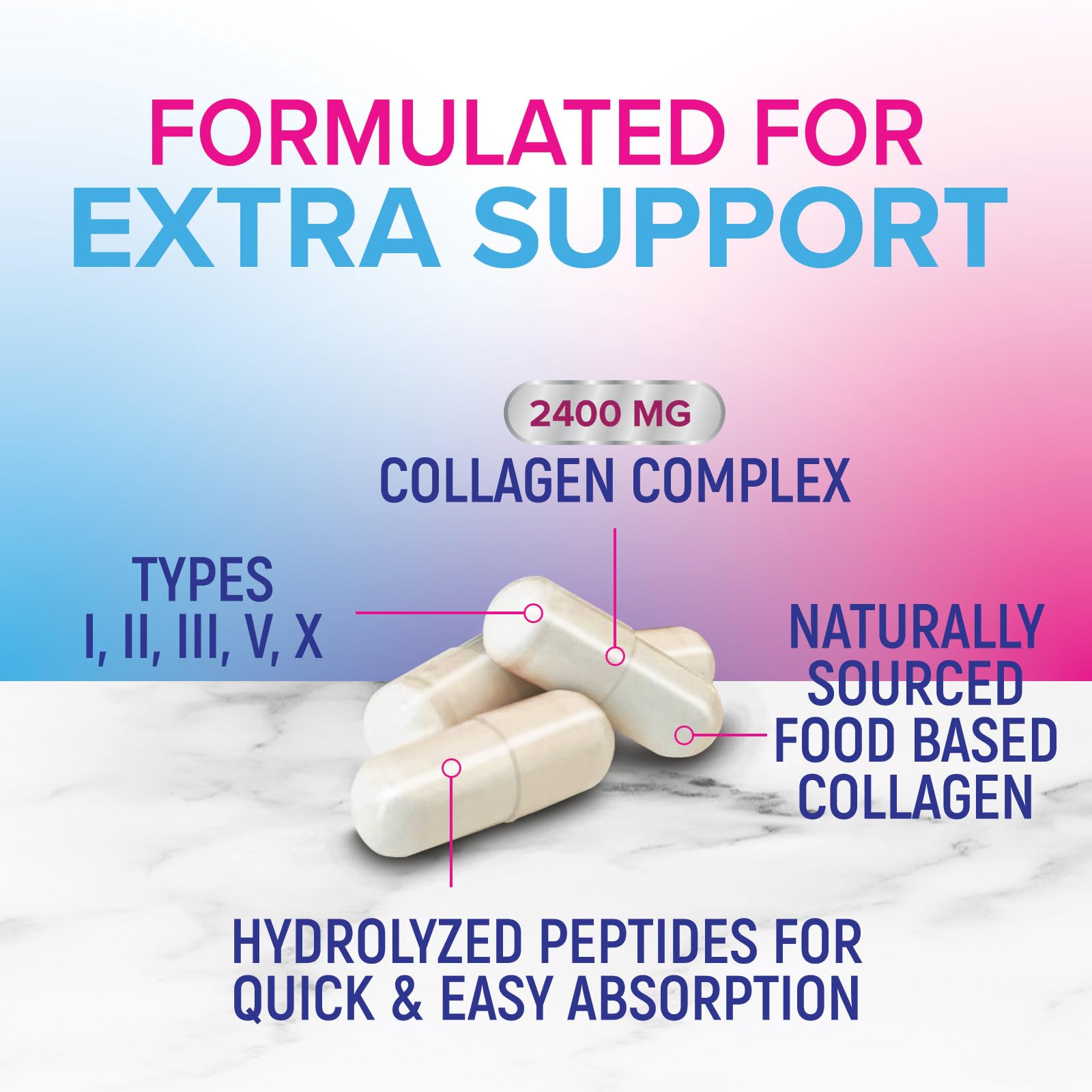 Multi Collagen Pills 2400 mg - Advanced Types I, II, III, V, X - Hydrolyzed Multi Collagen Peptides Pills, Collagen Supplements for Women & Men - Hair, Skin, & Nail Support Supplement - 120 Capsules Nature's Nutrition buy supplements canada