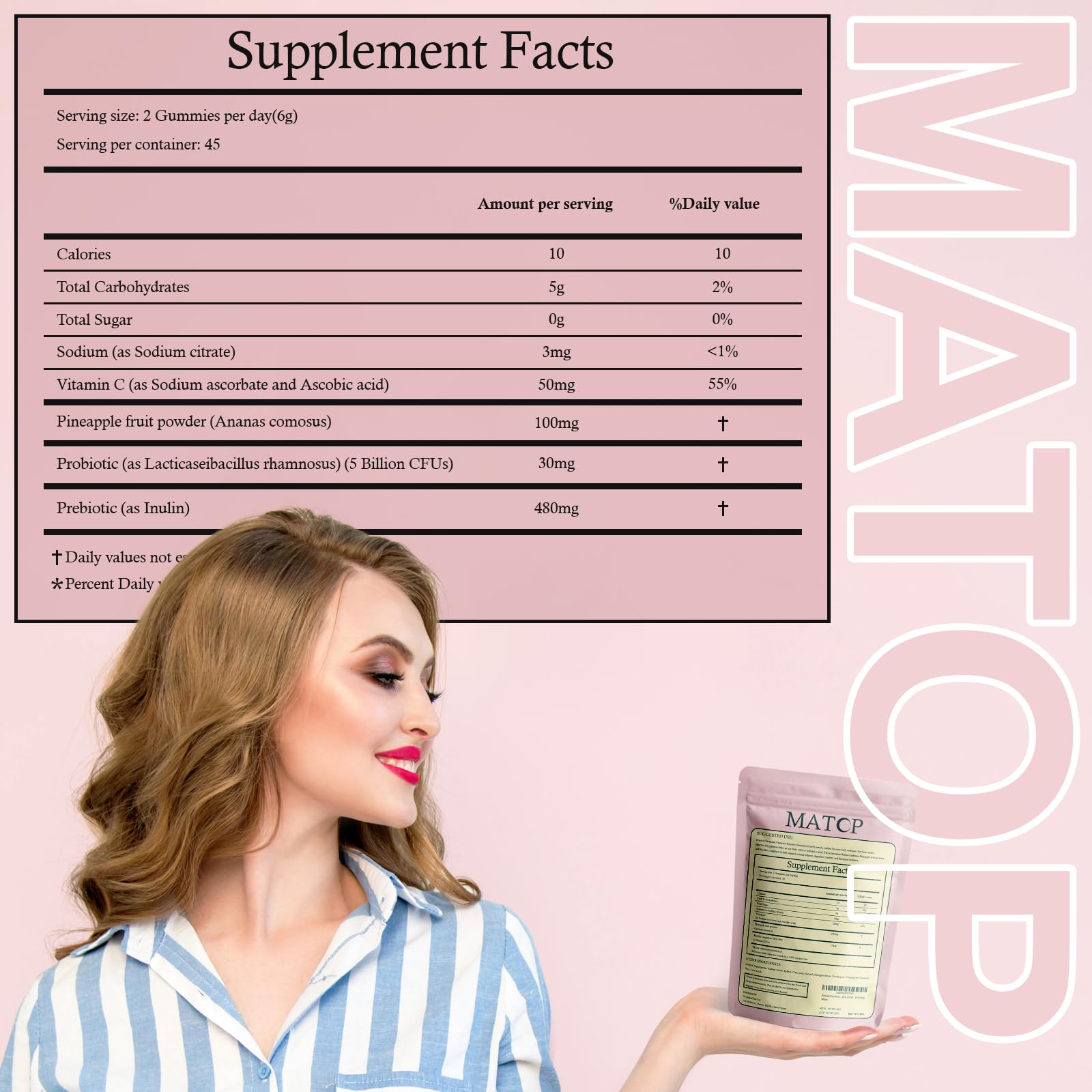 MATOP Probiotic Prebiotic pH Balance Gummies - Vaginal Health Gummies for Women Pro + Prebiotic with Pineapple Flavor, Vegan, Sugar-Free – 90 Gummies (45 Servings) MATOP buy supplements canada