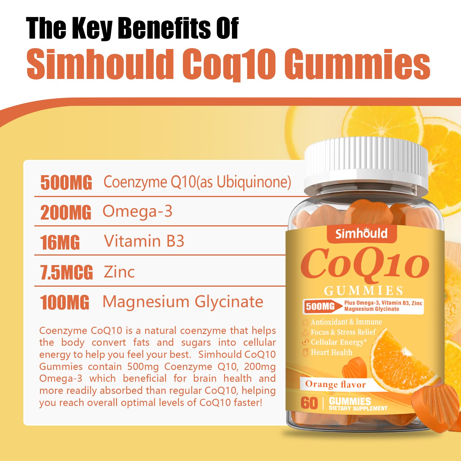 2 Pack CoQ10 500MG Gummies - Plus Omega-3, Magnesium, Vitamin B3 & Zinc - 3X Better Absorption Coenzyme Q10 Supplements for Heart Health, Cellular Energy & Antioxidant, Non-GMO 120 Counts Simhould buy supplements canada
