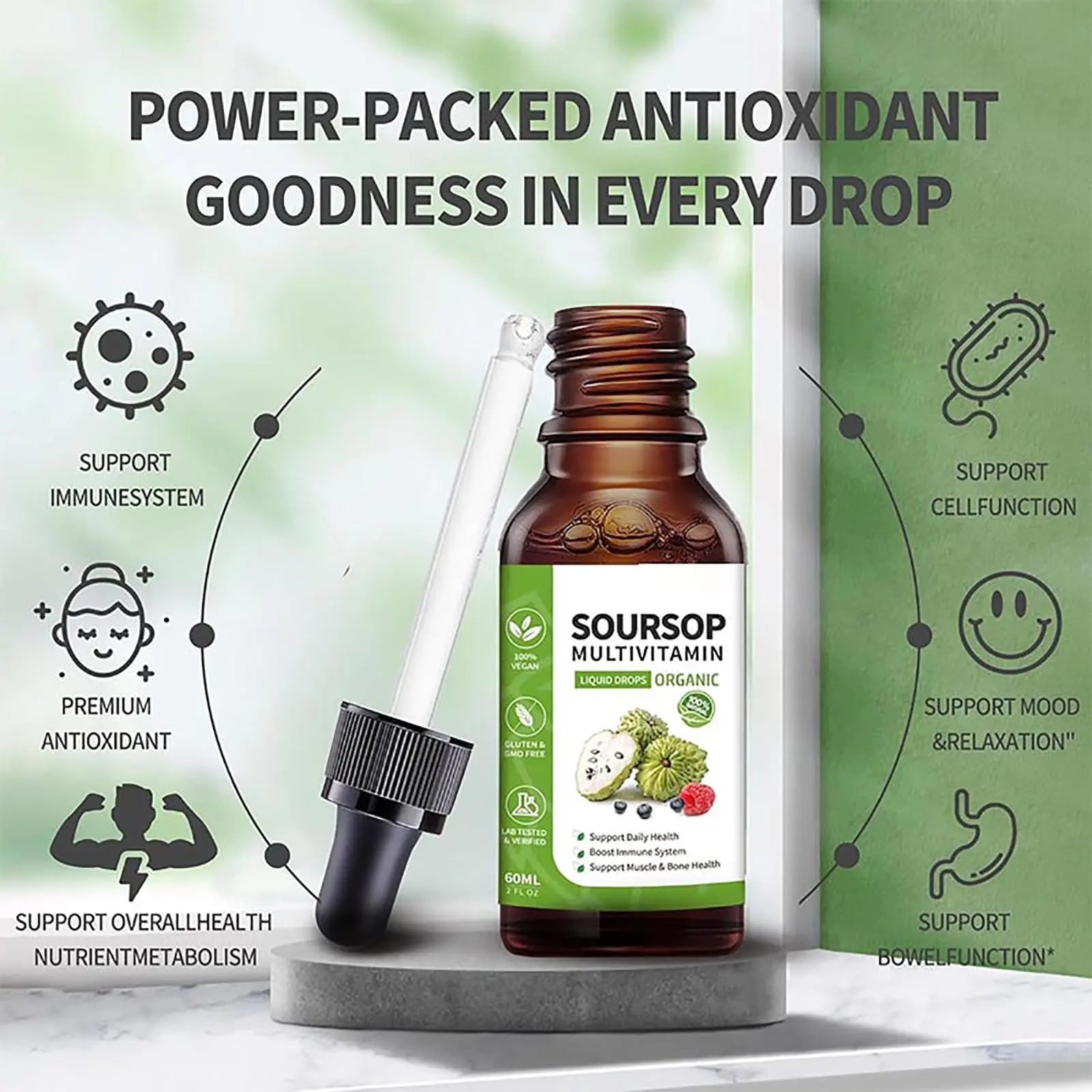 Soursop Bitters Liquid 2 Fl Oz, Soursop Graviola Leaf Extract Liquid Drop, Soursop Multivitamin Liquid Drops Organic for Cell Support, Immune System, Relax bogomo buy supplements canada