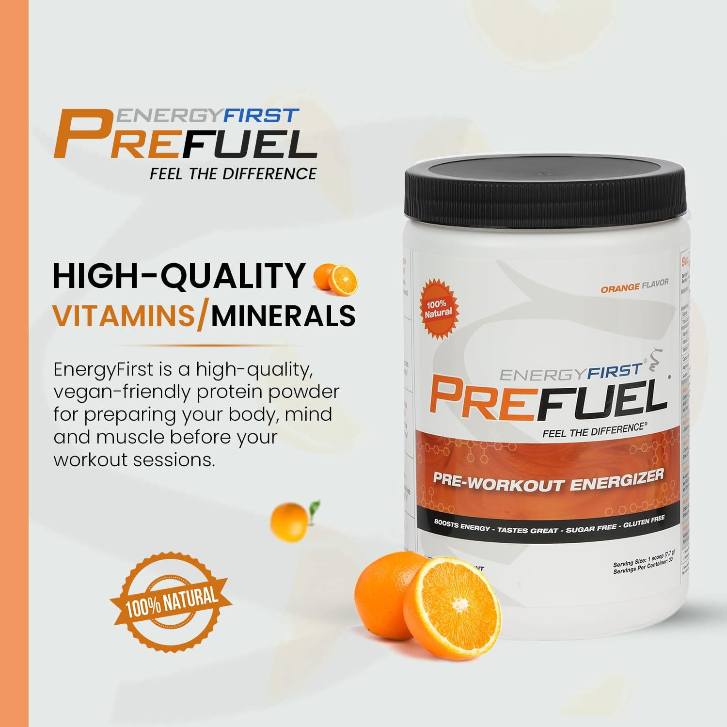 EnergyFirst Prefuel Pre-Workout Powder, Orange Flavor, Boost Energy, Creatine Monohydrate EnergyFirst buy supplements canada