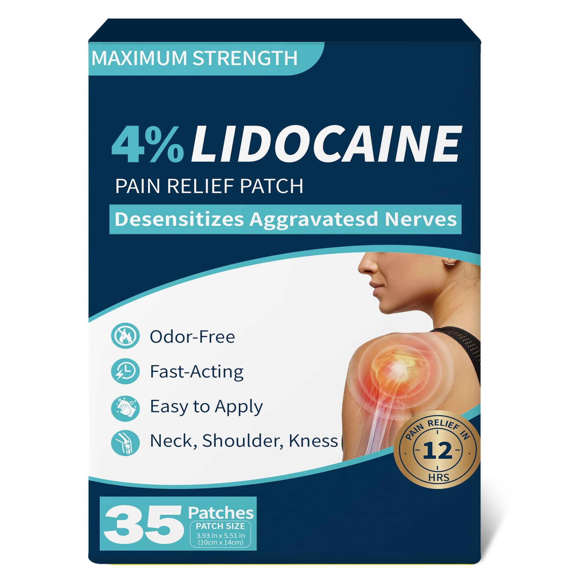SZLGANG 4% Lidocaine Pain Relief Patches - (Large, 35, Count) Maximum Strength Relief for Back, Neck, Shoulder, Joint & Muscle Pain, 3.9”x 5.5”-03277 SZLGANG buy supplements canada