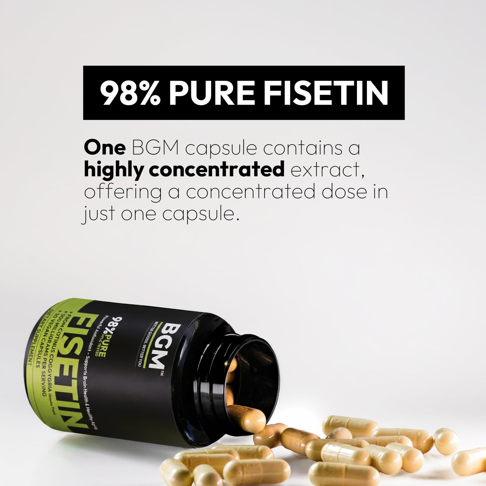 BGM Fisetin 500mg Supplement | Smoke Tree Extract (Cotinus coggygria) | 98% Pure Senolytic Antioxidant | Vegan Capsules | Supports Brain Health & Healthy Aging BGM Better Goods, Better You buy supplements canada