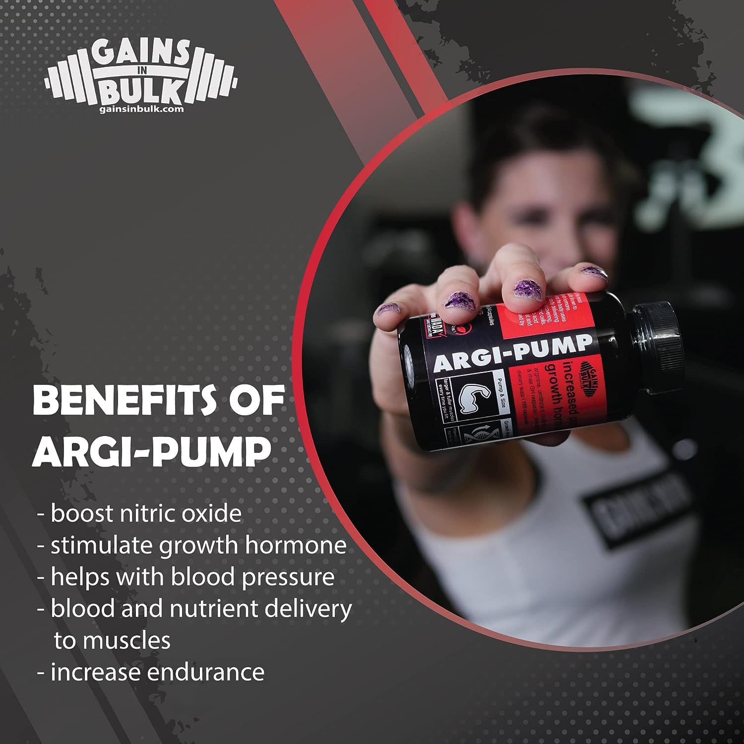 Gains in Bulk, Argi Pump, L-Arginine Nitric Oxide Booster with L-Citrulline and L-Ornithine GAINS IN BULK GAINSINBULK.COM buy supplements canada