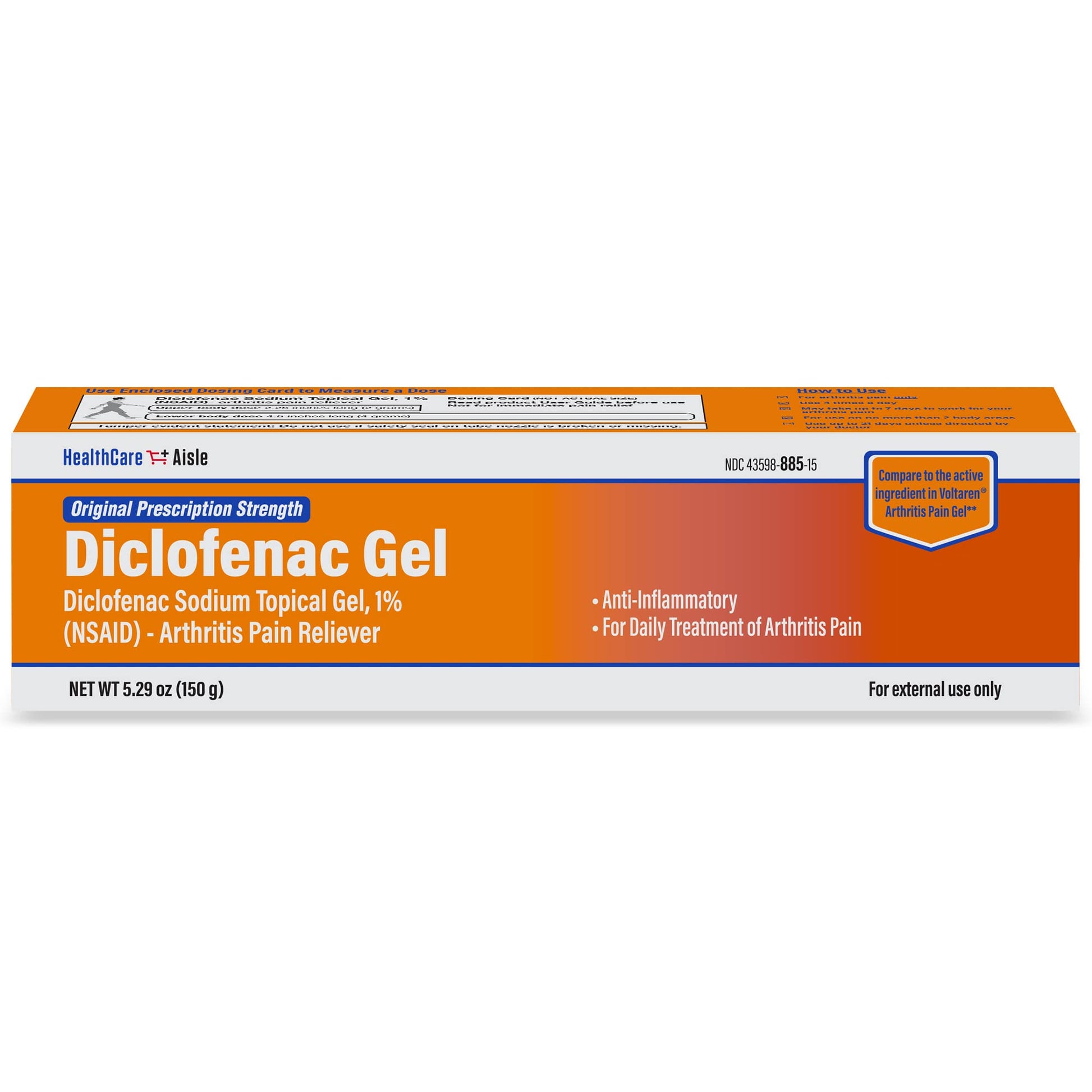HealthCareAisle Diclofenac Gel, 1%, Arthritis Pain Relief - 150 g tube - Original Prescription Strength (NSAID) HealthCareAisle buy supplements canada