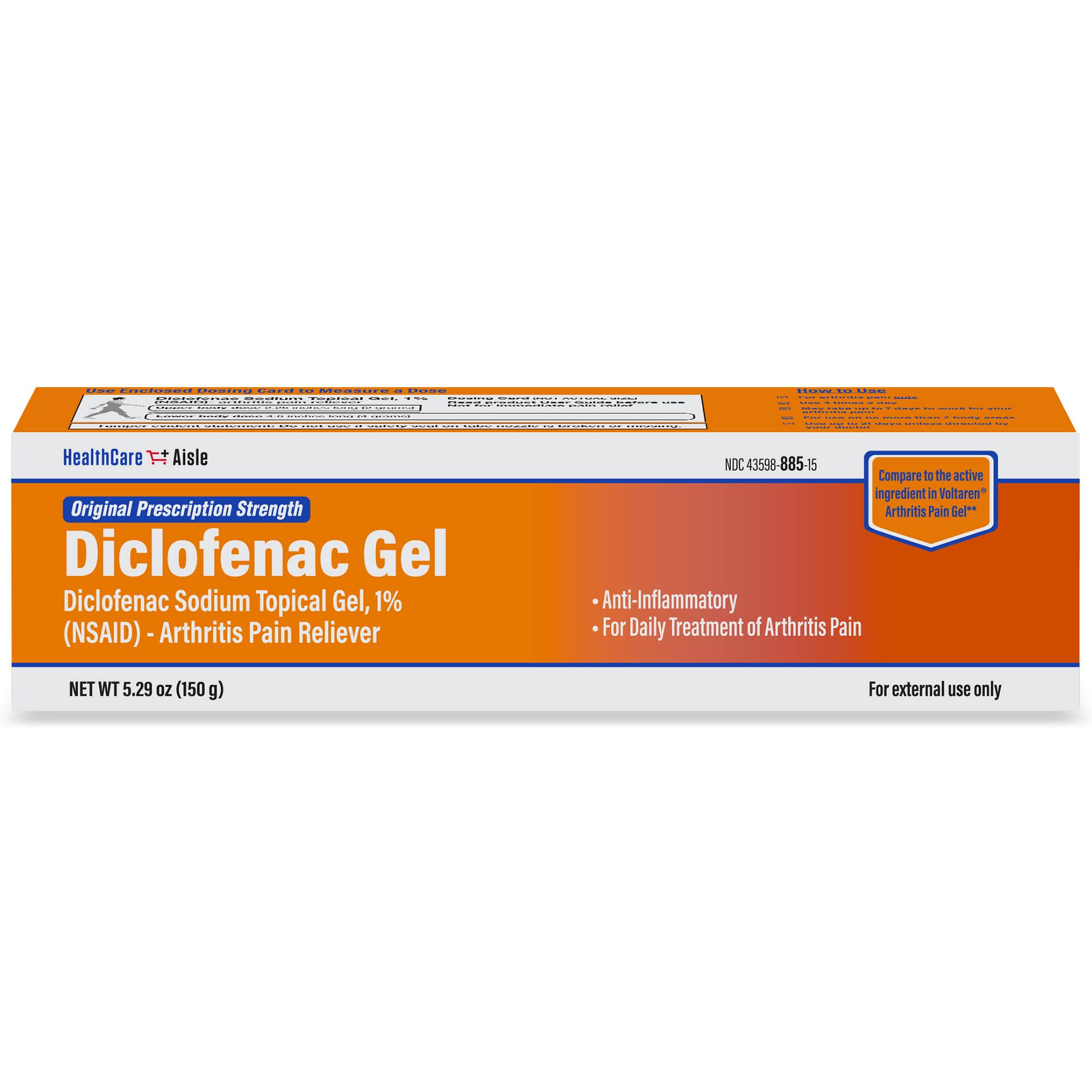 HealthCareAisle Diclofenac Gel, 1%, Arthritis Pain Relief - 150 g tube - Original Prescription Strength (NSAID) HealthCareAisle buy supplements canada