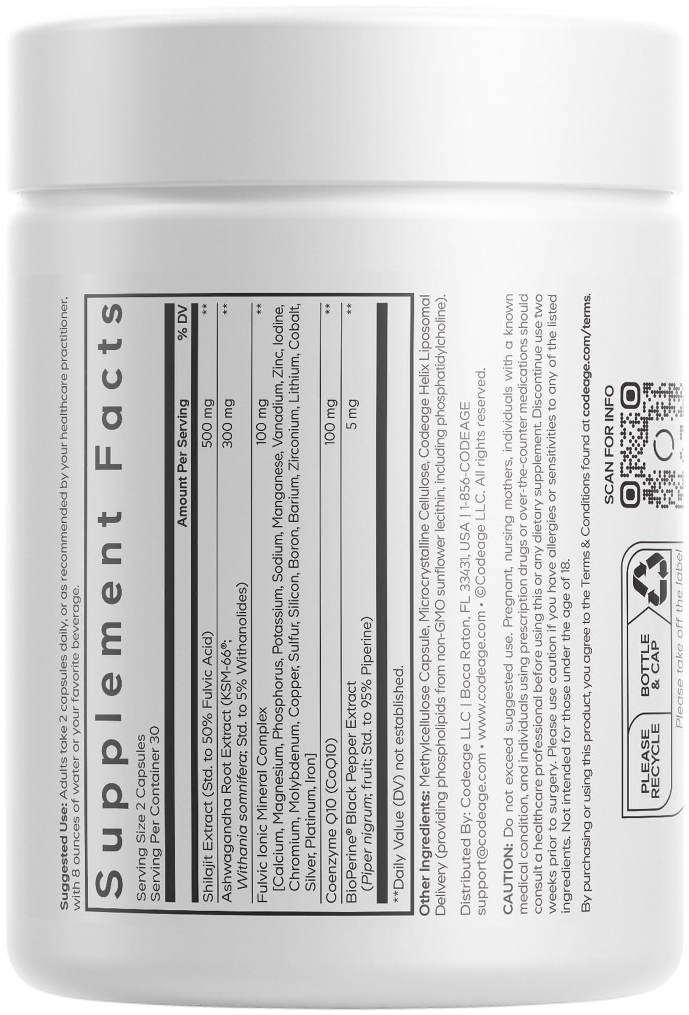 Codeage Liposomal Himalayan Shilajit+ Supplement - 500 mg Shilajit, KSM-66 Ashwagandha, CoQ10, Fulvic Ionic Minerals, Calcium, Magnesium, BioPerine - Liposomal Delivery - Non-GMO - 60 Capsules Codeage buy supplements canada