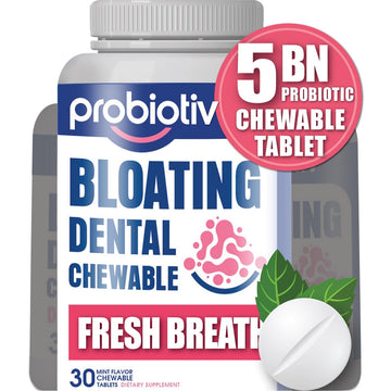 Probiotiv Chewable Probiotics for Daily Bloating w/ 5 Billion CFU – “Two-in-One Combo” Probiotiv buy supplements canada