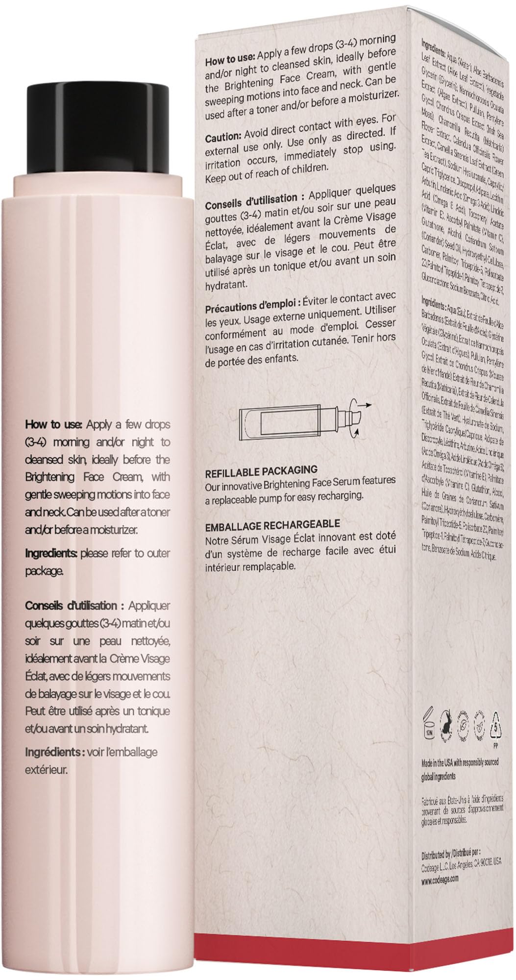 Maison Rouge Brightening Face Serum Refill by Codeage – Glutathione, Vitamin C, E, Hyaluronic Acid & Collagen – Radiance & Antioxidant Support – Paraben-Free – For All Skin Types – 1.7 fl oz Codeage buy supplements canada