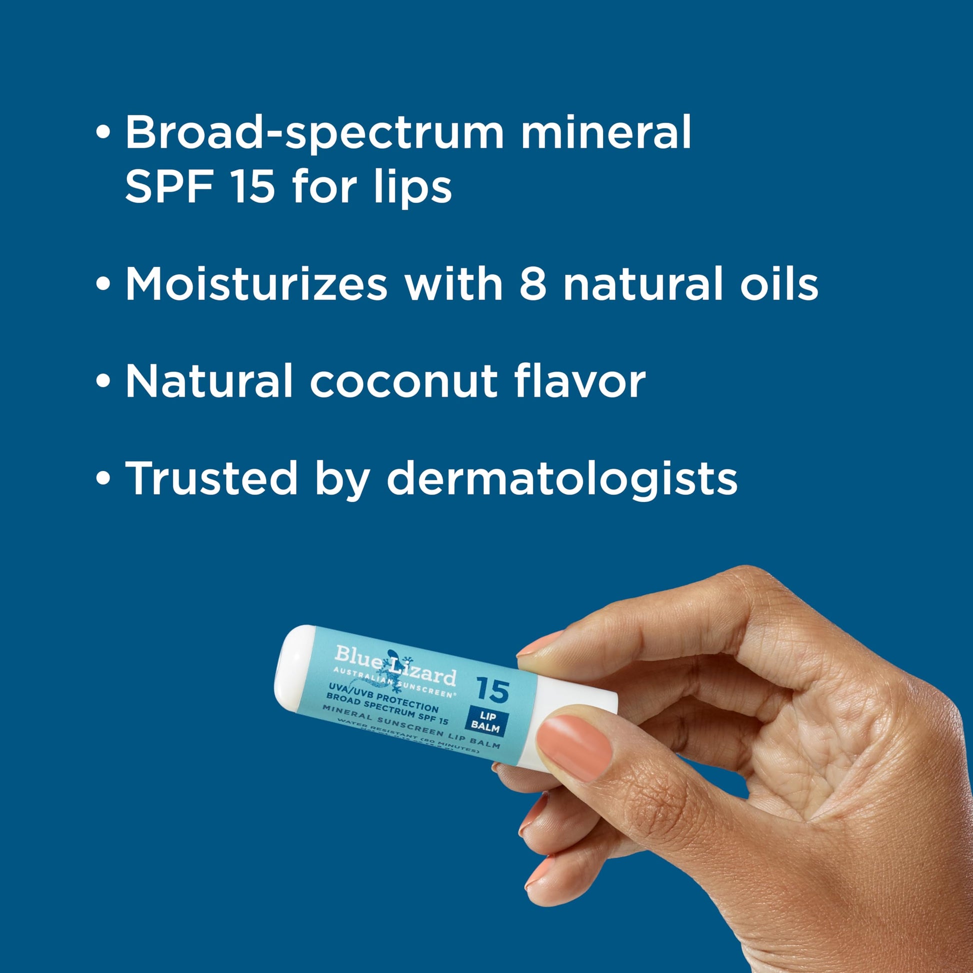 BLUE LIZARD Mineral SPF 15 Lip Balm, 3-Pack: Broad Spectrum Sun Protection, Natural Coconut Flavor, 8 Natural Oils BLUE LIZARD buy supplements canada