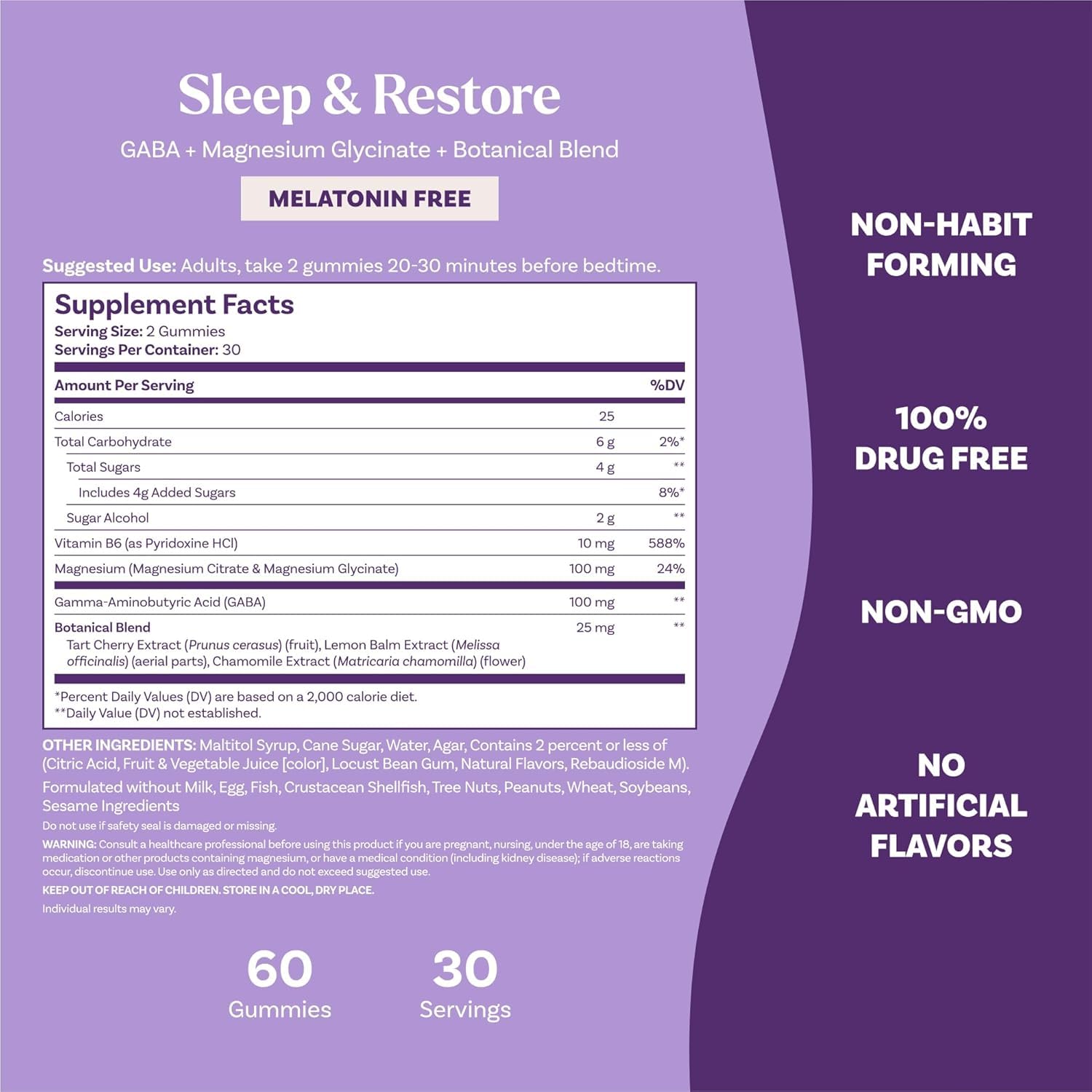 Natrol Sleep & Restore Magnesium Glycinate Blend Gummies, Magnesium for Sleep Aids for Adults, Melatonin-Free, Cherry Flavored, 30 Day Supply, 60 Gummies (Pack of 2) Natrol buy supplements canada