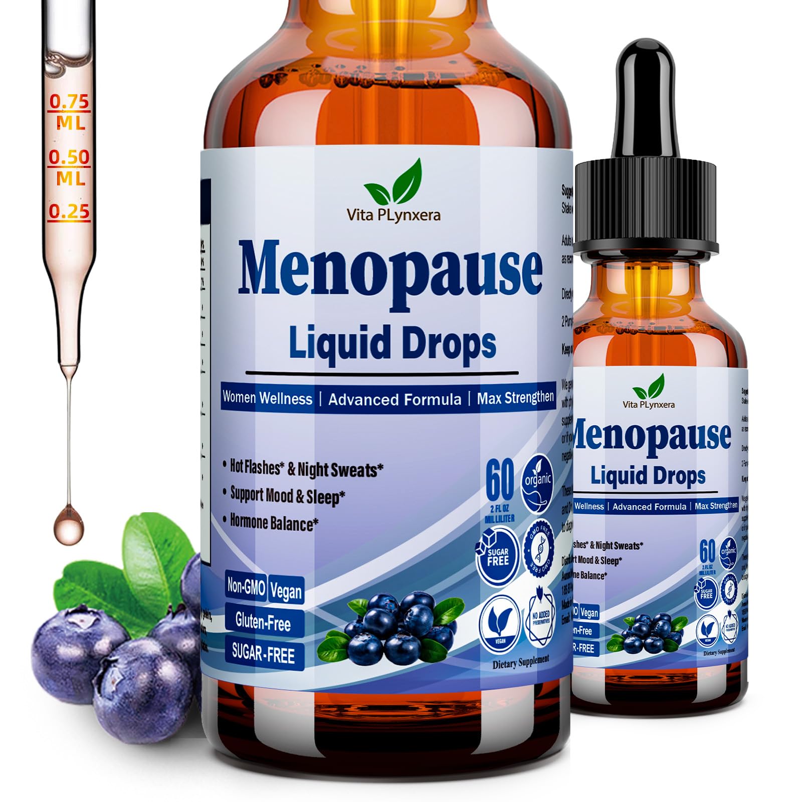 Menopause Supplements Liquid Drops, 8-in-1 Menopause Vitamin w. Black Cohosh, Ashwagandha, D3 B6 Multivitamin for Hot Flash, Night Sweats, Hormone Balance & Mood Support for Women Over 40 Vita PLynxera buy supplements canada