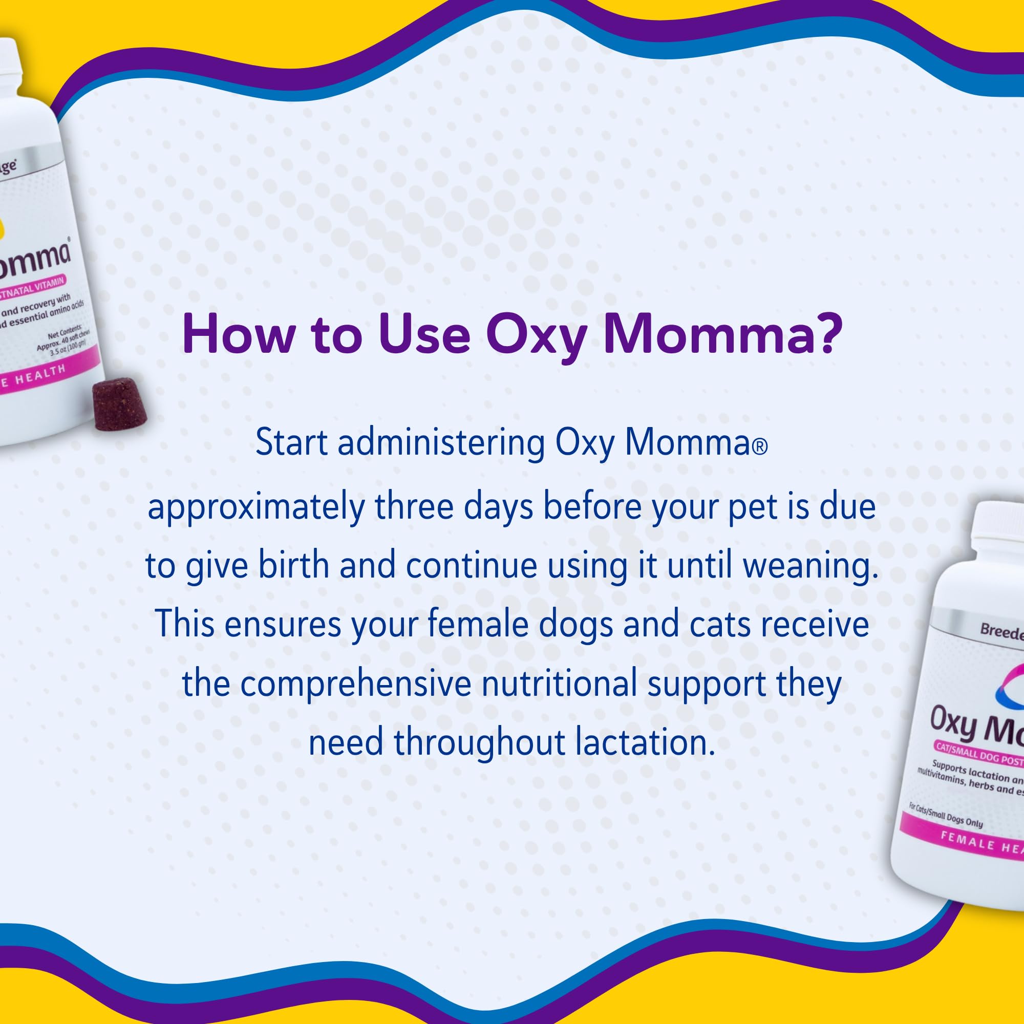 Breeder's Edge Oxy Momma Soft Chews, Postnatal Vitamin Supplement for Lactating Dogs and Cats, Supports Recovery, Hormones, and Next Pregnancy - for Small Dogs & Cats, 40ct Soft Chews Revival Animal Health buy supplements canada