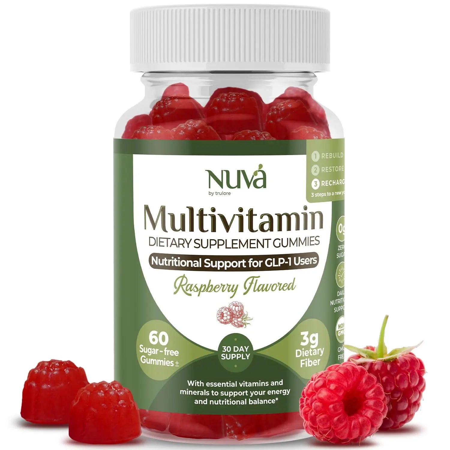 NuVa GLP-1 Support Multivitamin Gummies for Men & Women: Raspberry, Sugar-Free, 3g Fiber for Digestion & Gut Health NuVa buy supplements canada