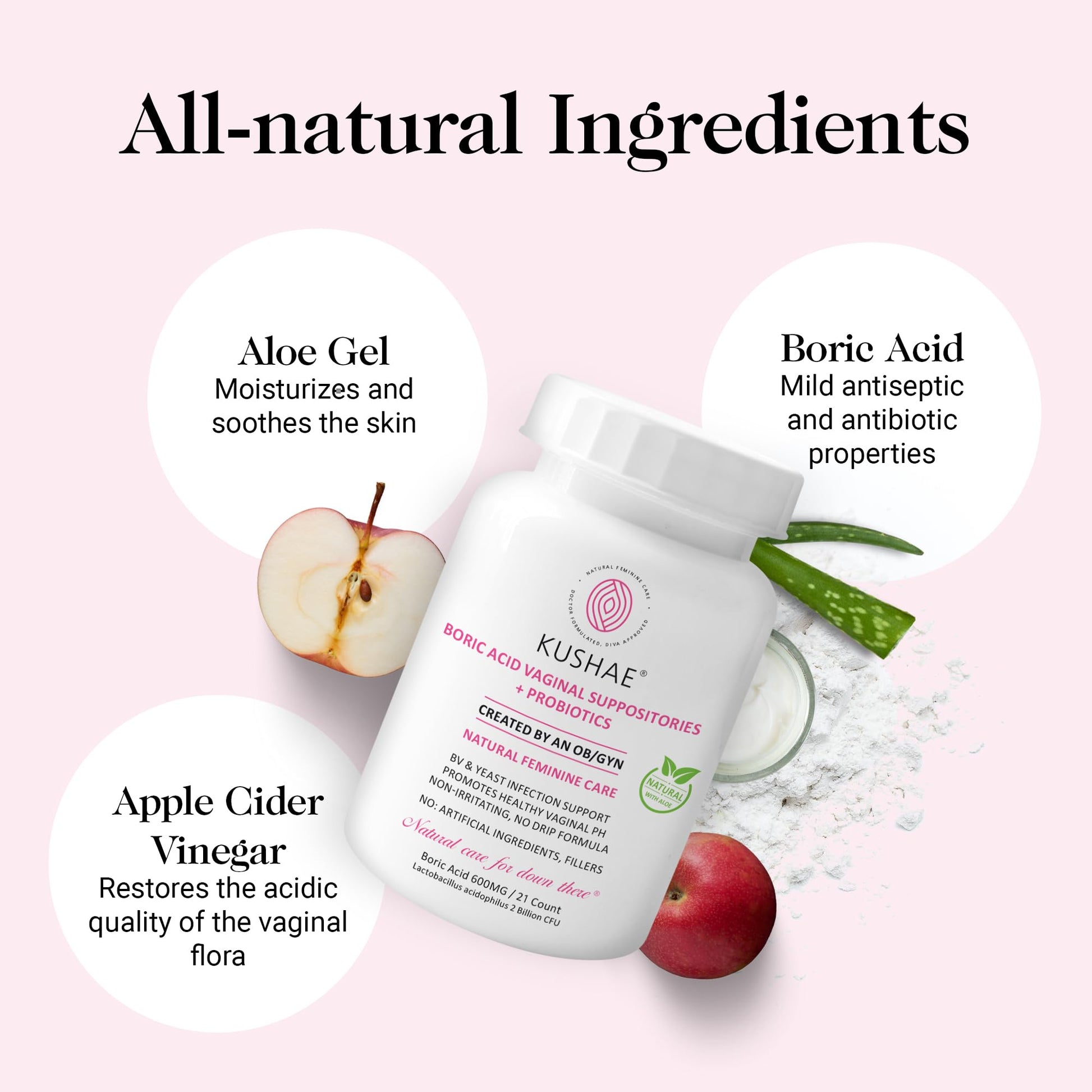 Kushae Boric Acid Suppositories with Applicator, All-Natural Boric Acid Suppositories for Women Kushae buy supplements canada