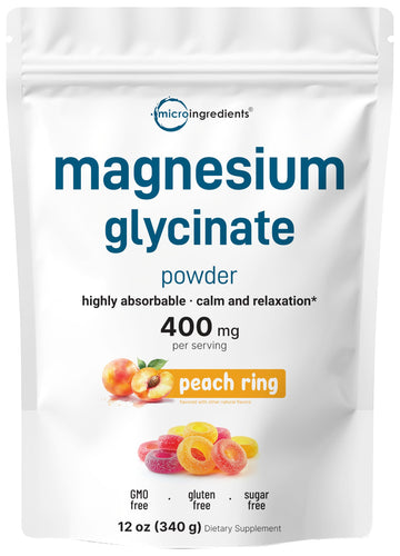Magnesium Powder, 12oz (56 Servings) | Magnesium Glycinate Powder | Sweet Peach Ring Flavored | Sleep, Muscle, Heart & Nerve Health Support | Easily Absorbed | Non-GMO, Vegan, Sugar Free Micro Ingredients buy supplements canada