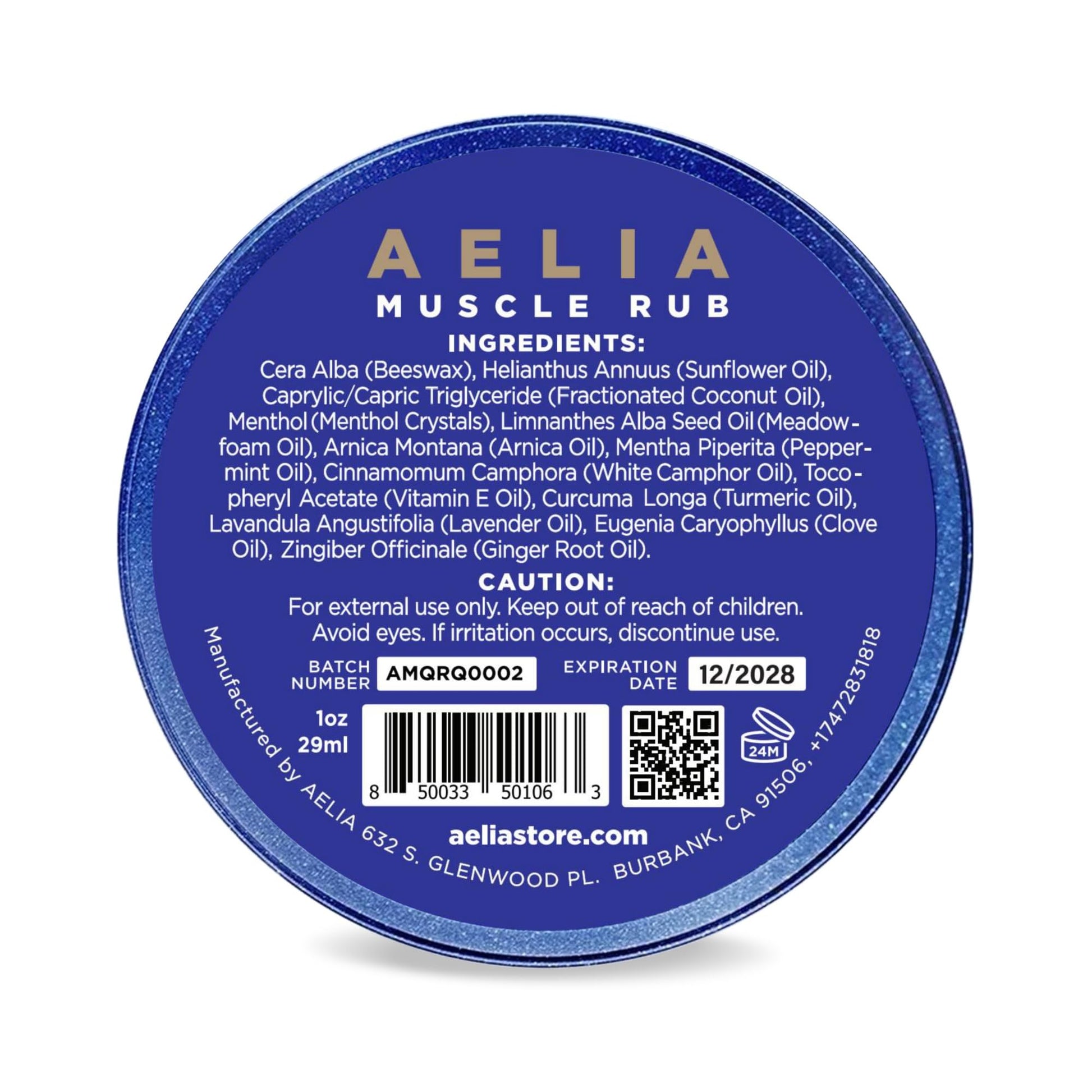 AELIA Muscle Rub - Coconut Oil, Vitamin E, Arnica, Ginger Root, Turmeric & Lavender – 1 oz AELIA buy supplements canada