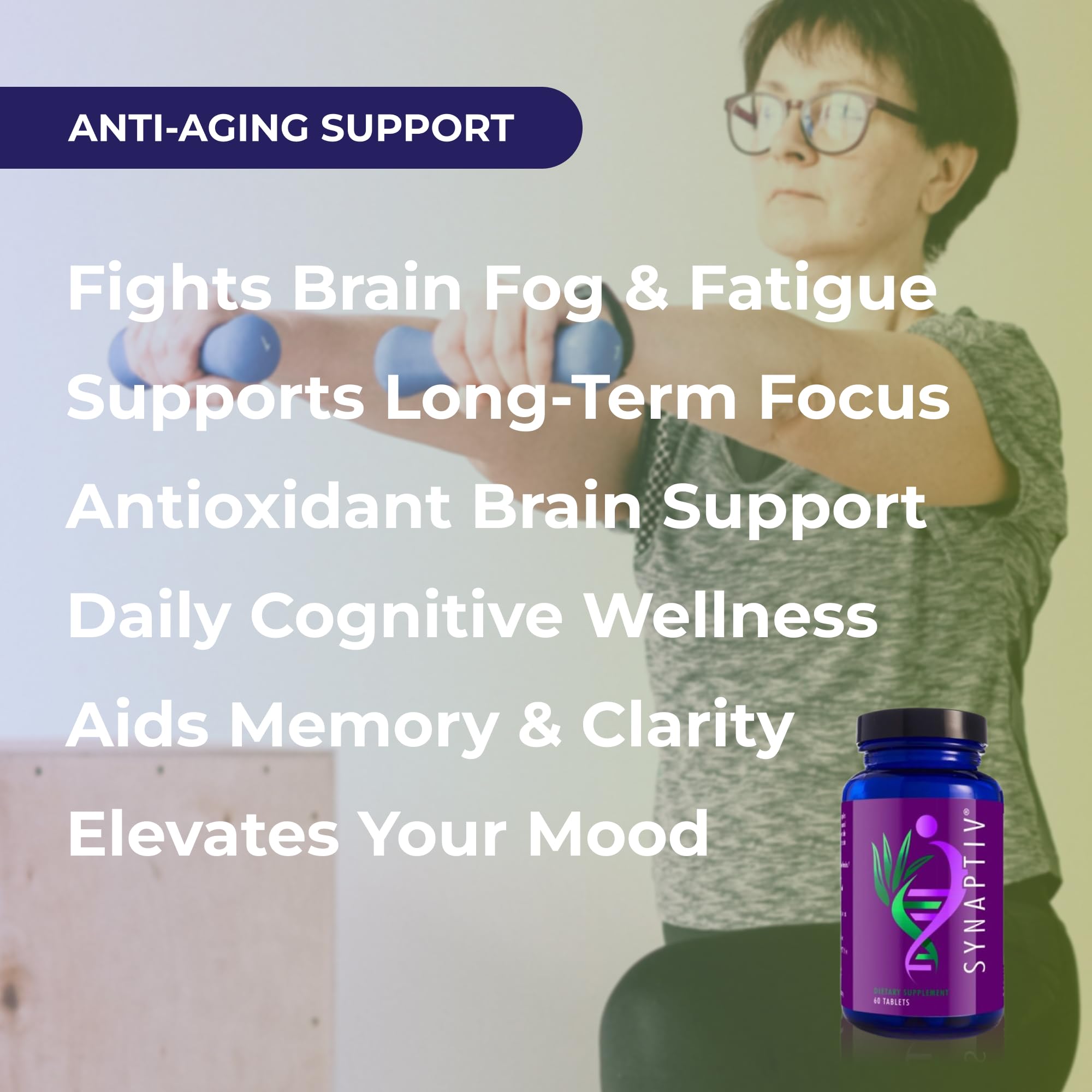 Youngevity Synaptiv™ Brain Support - 12in1 - Ginkgo, Huperzine, Bacopa, Quercetin and More - with Potent Antioxidant Blend + Vitamins - 60 Tablets (Pack of 1) Youngevity buy supplements canada