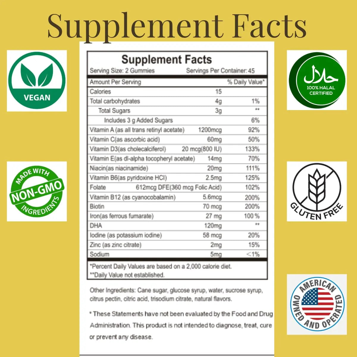 MonesAli Prenatal Gummies for Women Vitamins| & Postnatal | Vegan, Halal, Gelatin Free | with Folate, Iron & Biotin | MonesAli buy supplements canada