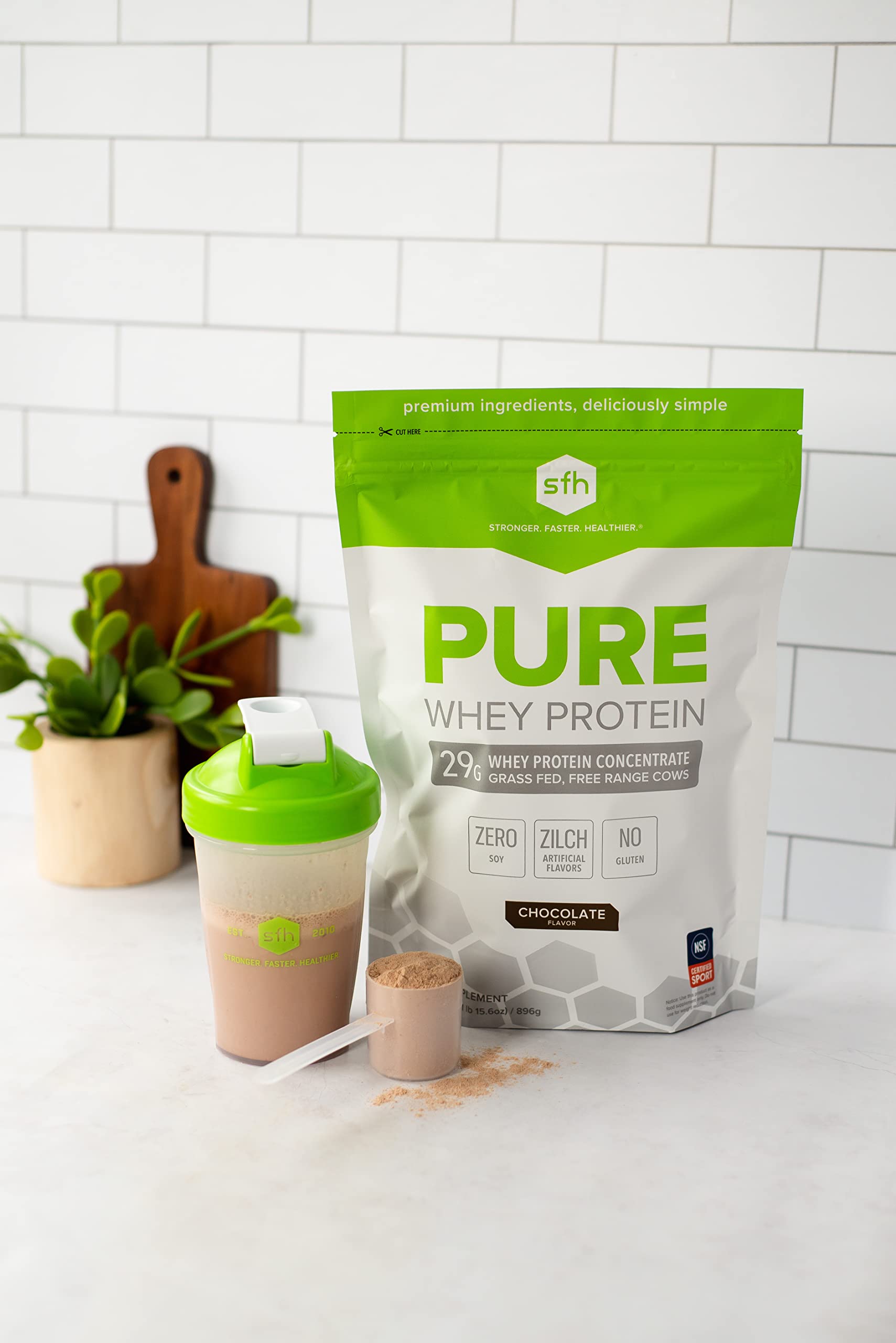 SFH Pure Whey Protein Powder (Chocolate) Best Tasting 100% Grass Fed Whey SFH buy supplements canada