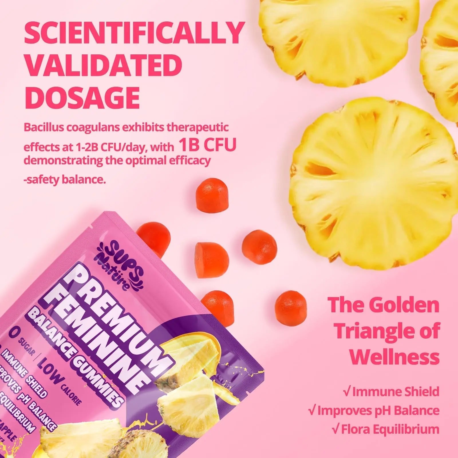 Women's Probiotic Gummies Nutrition Premium Feminine Balance Gummies - Supports pH Balance, Digestion & Immune Health - Hawaiian Pineapple Flavor sups nature buy supplements canada
