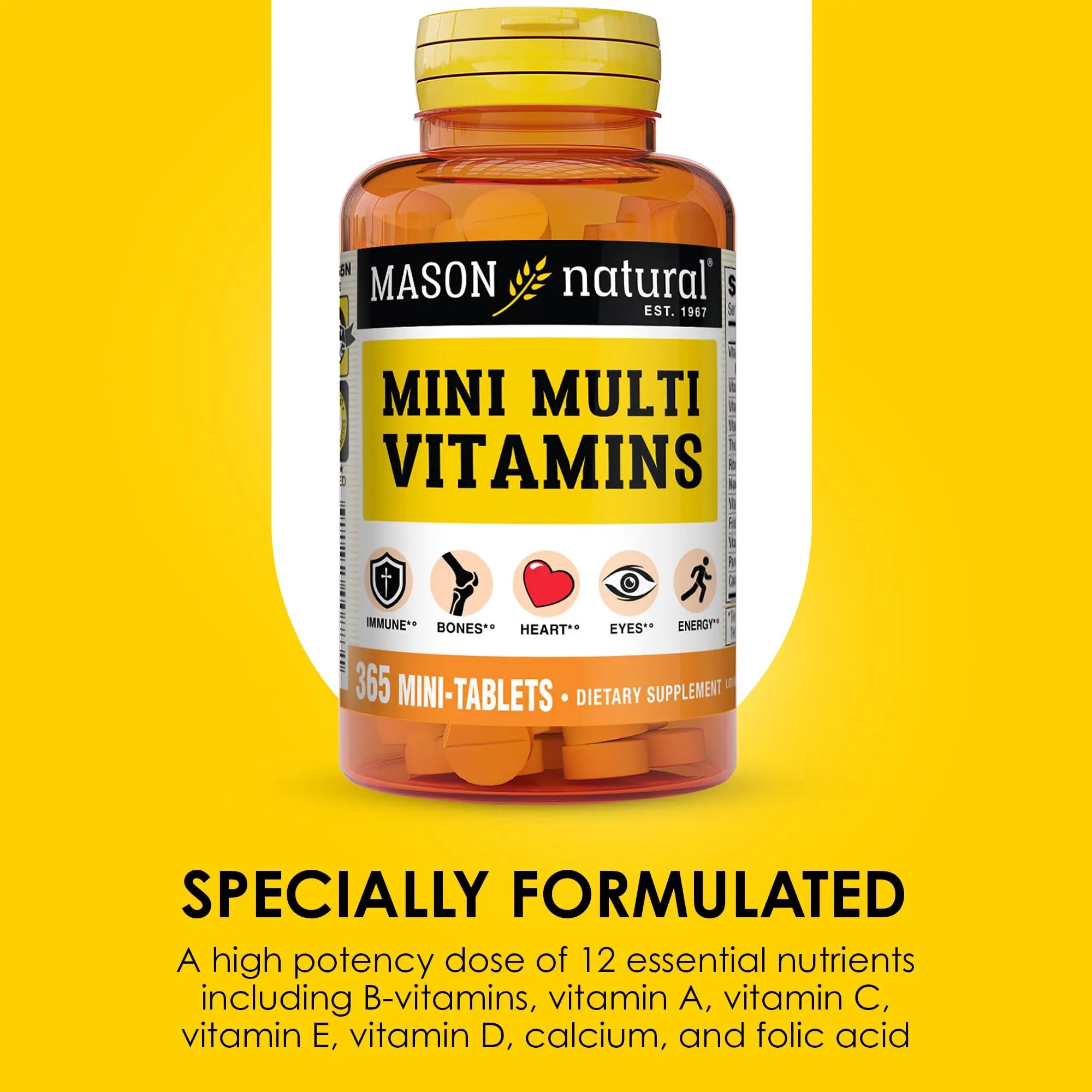 MASON NATURAL Mini Multi Vitamins, Vitamins A, C, D3, E, B1, B2, B3, B6, B12, Folate and Calcium for Overall Health, 1 Year Supply MASON NATURAL buy supplements canada