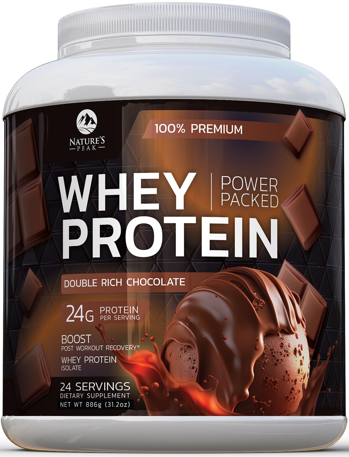 Nature's Premium 100% Whey Protein Powder, 24g of Protein, Double Rich Chocolate Nature's Peak buy supplements canada