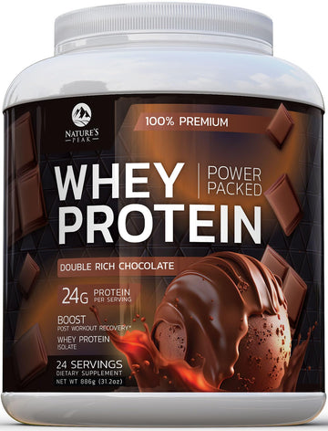 Nature's Premium 100% Whey Protein Powder, 24g of Protein, Double Rich Chocolate Nature's Peak buy supplements canada
