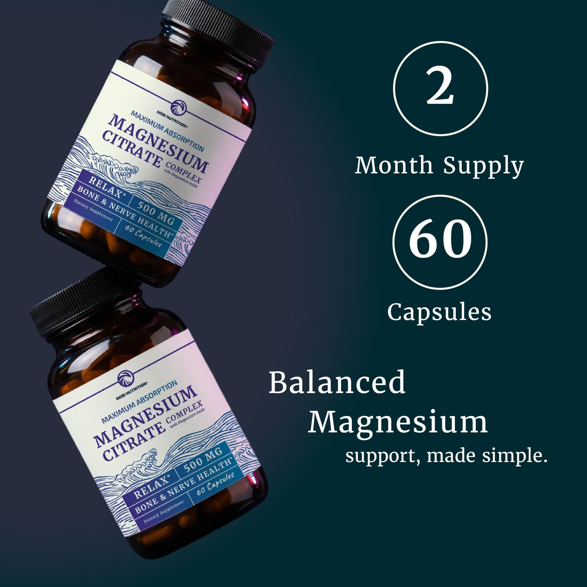 Magnesium Citrate Complex 500 MG for Constipation & Digestion Support | High Absorption Magnesium Supplement | Citrato de Magnesio | Calm & Relaxation Nobi Nutrition buy supplements canada
