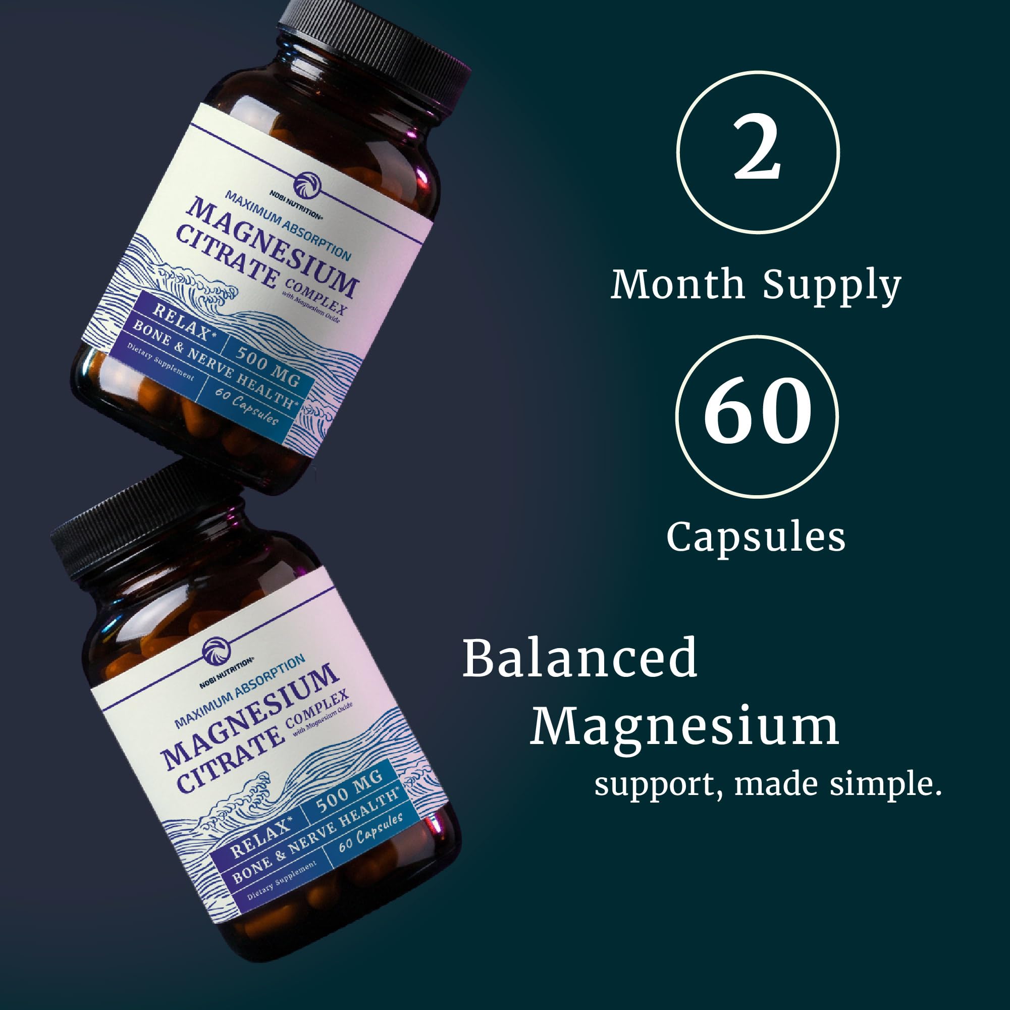 Magnesium Citrate Complex 500 MG for Constipation & Digestion Support | High Absorption Magnesium Supplement | Citrato de Magnesio | Calm & Relaxation Nobi Nutrition buy supplements canada