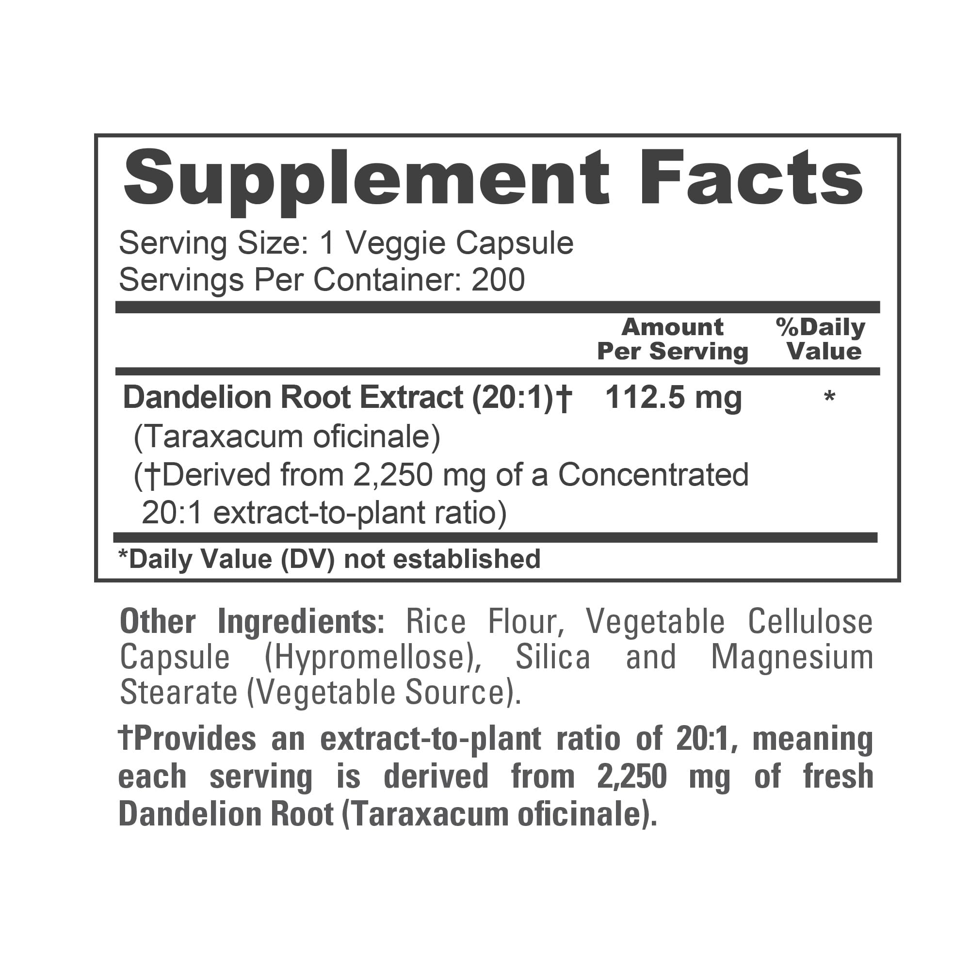 NusaPure Dandelion Root 20:1 Extract, 112.5 mg Equivalent to 2,250 mg 200 Veggie Capsules (Non-GMO, Vegan) NusaPure buy supplements canada