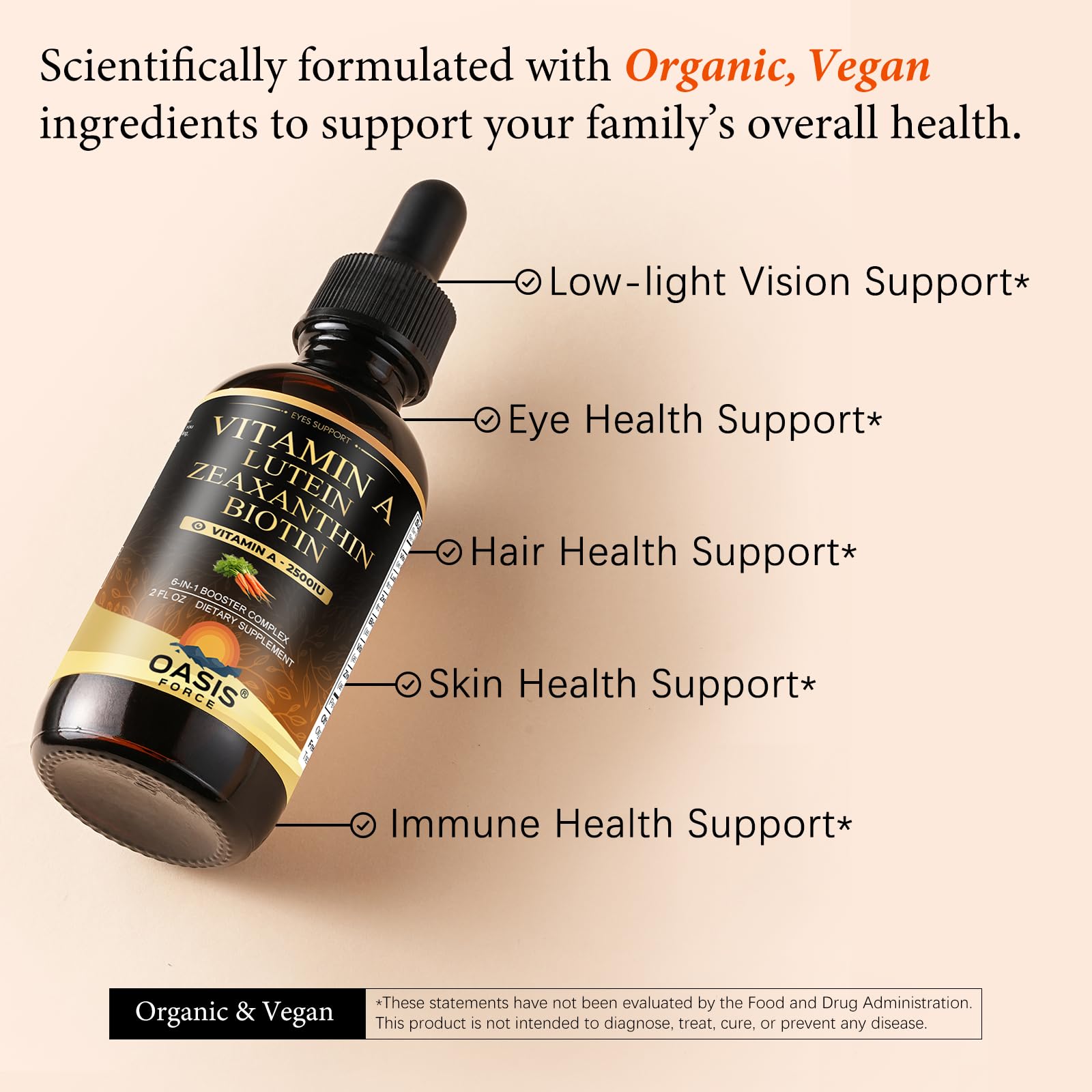 OASIS FORCE 6 in 1 Vitamin A Liquid Drops with Lutein & Zeaxanthin, Vita A Retinyl Palmitate for Skin, Vision & Immune Support, Adults & Kids Ages 6+, Vegan, Non-GMO, 2 Fl Oz OASIS FORCE buy supplements canada